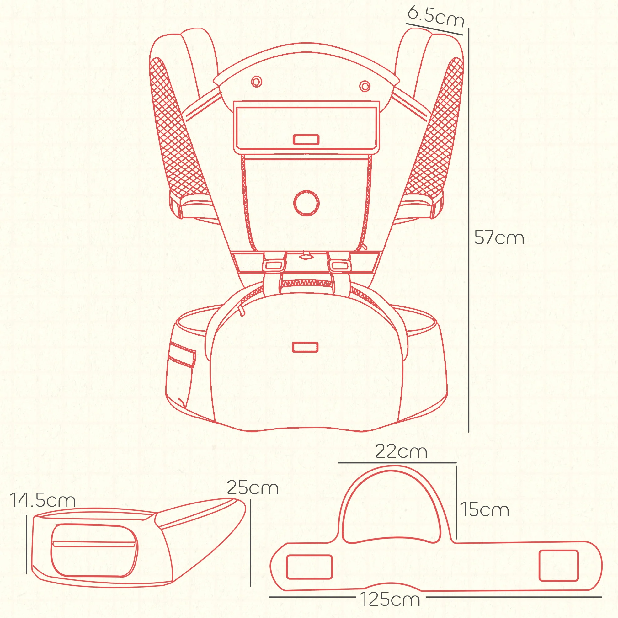 AIYAPLAY 6 In 1 Baby Carrier Newborn To Toddler With Removable Seat, Grey - Image 5