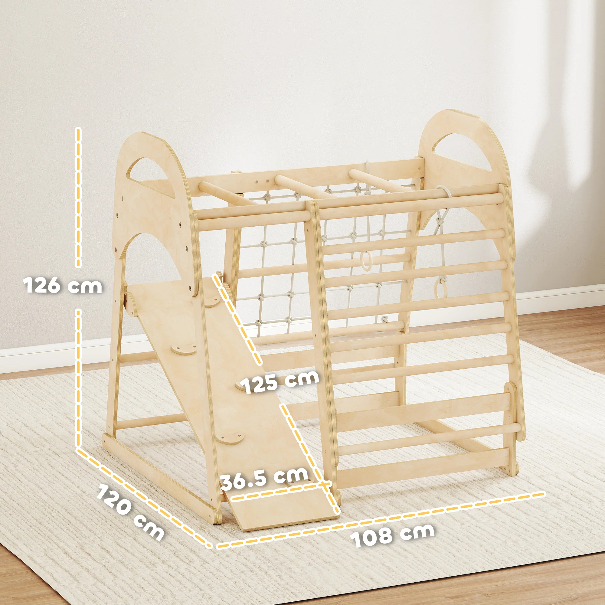 AIYAPLAY 6 In 1 Kids Climbing Frame With Slide, Monkey Bars, Ladder - Image 5