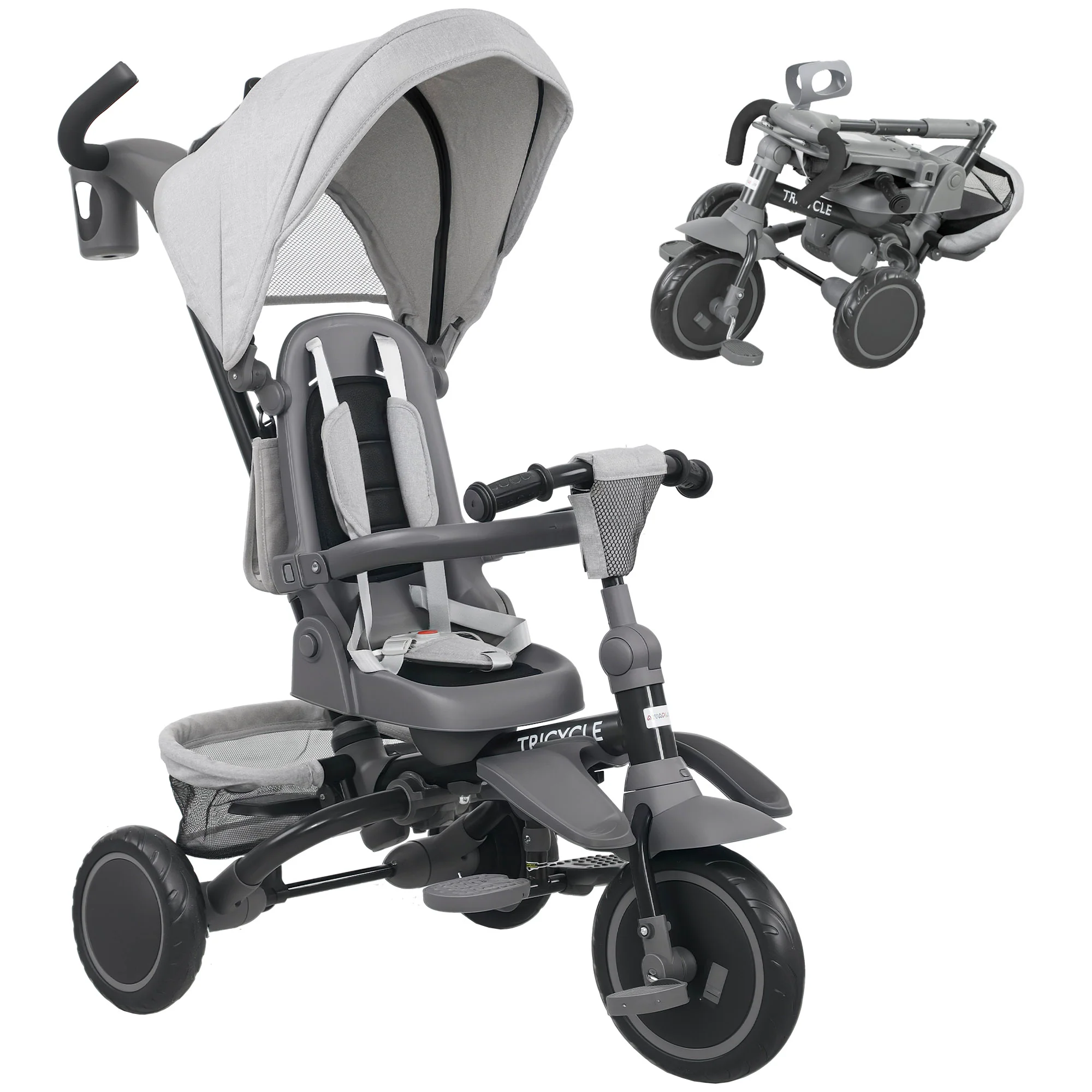 AIYAPLAY 6 In 1 Kids Trike, Toddler Tricycle With Parent Handle, - Image 10