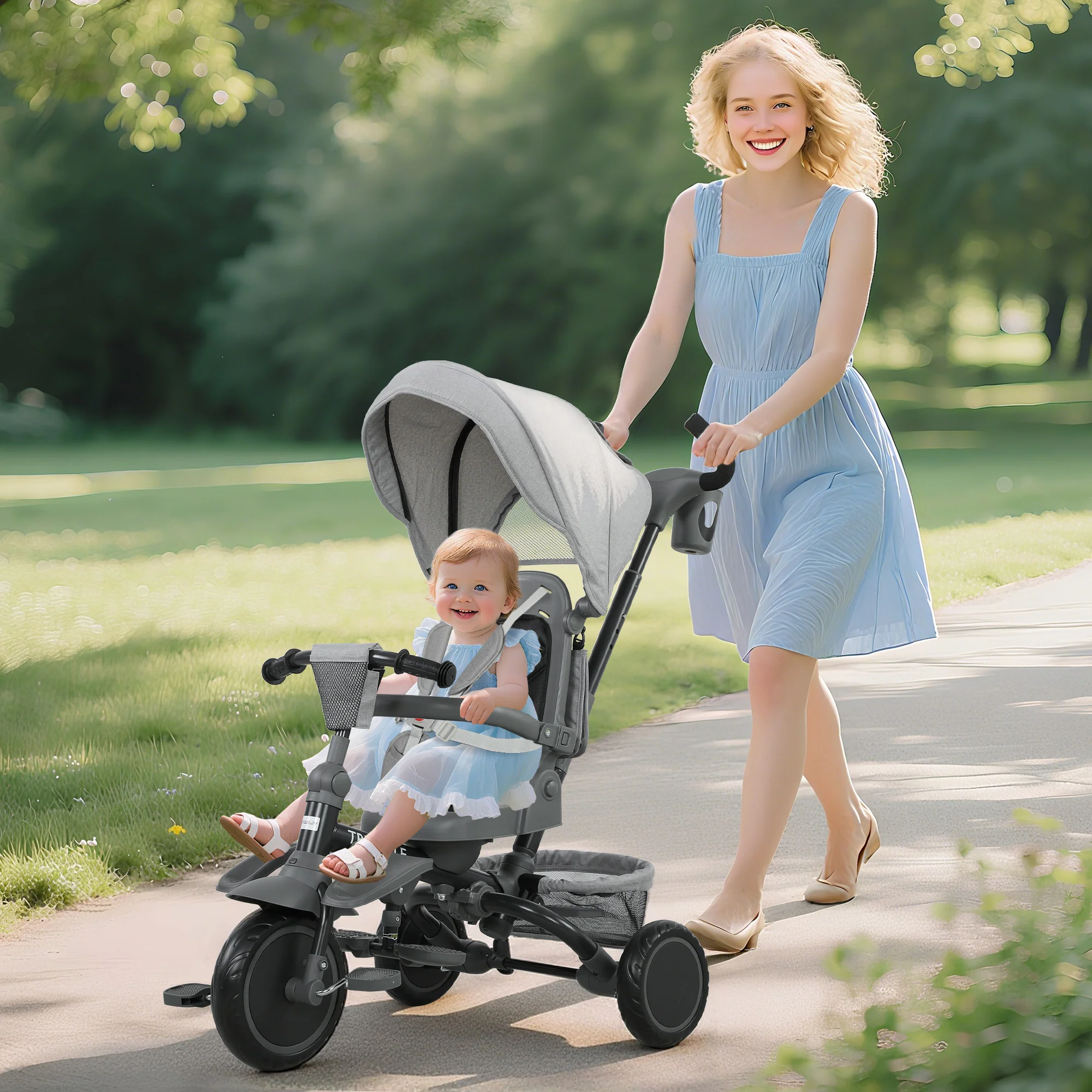 AIYAPLAY 6 In 1 Kids Trike, Toddler Tricycle With Parent Handle, - Image 11