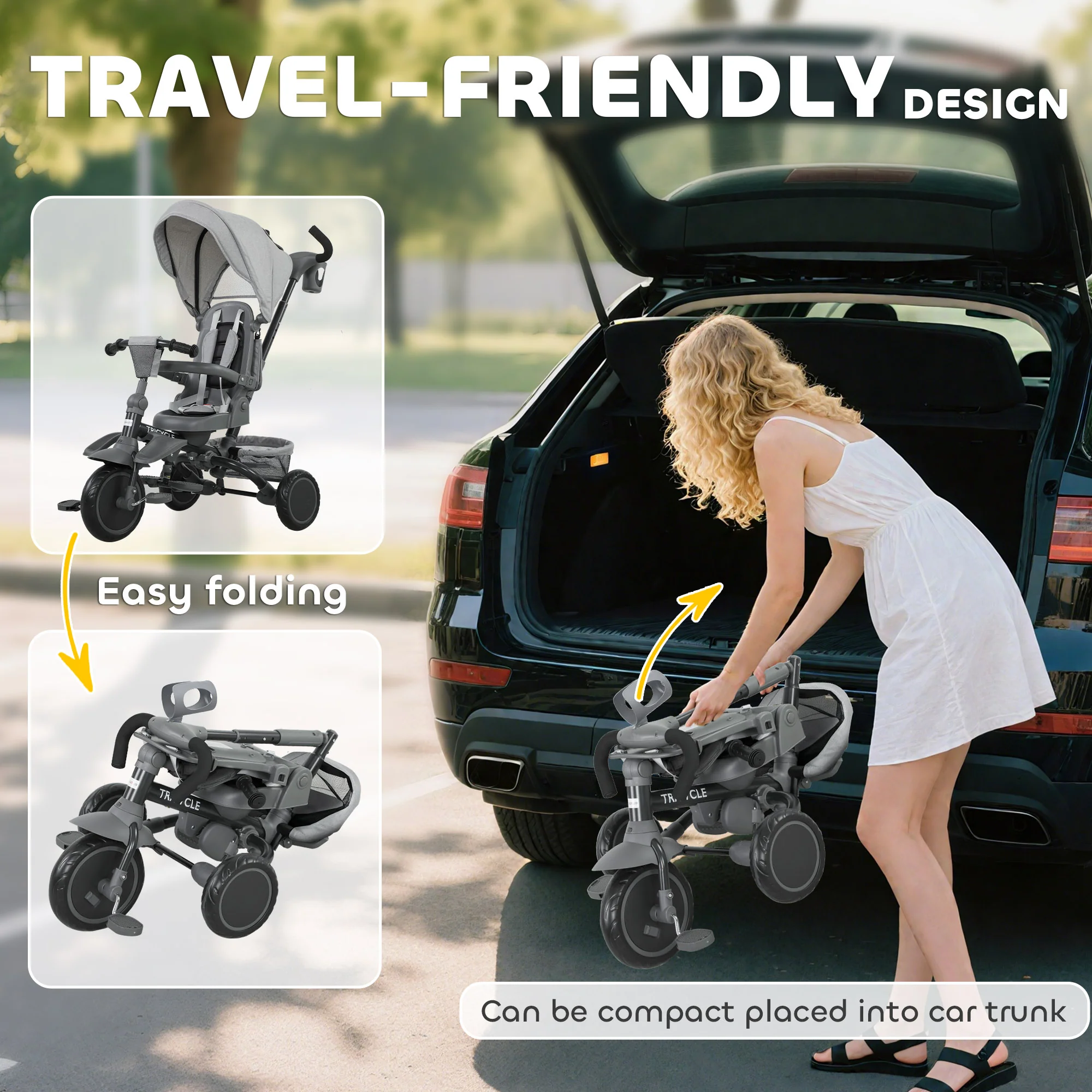 AIYAPLAY 6 In 1 Kids Trike, Toddler Tricycle With Parent Handle, - Image 17