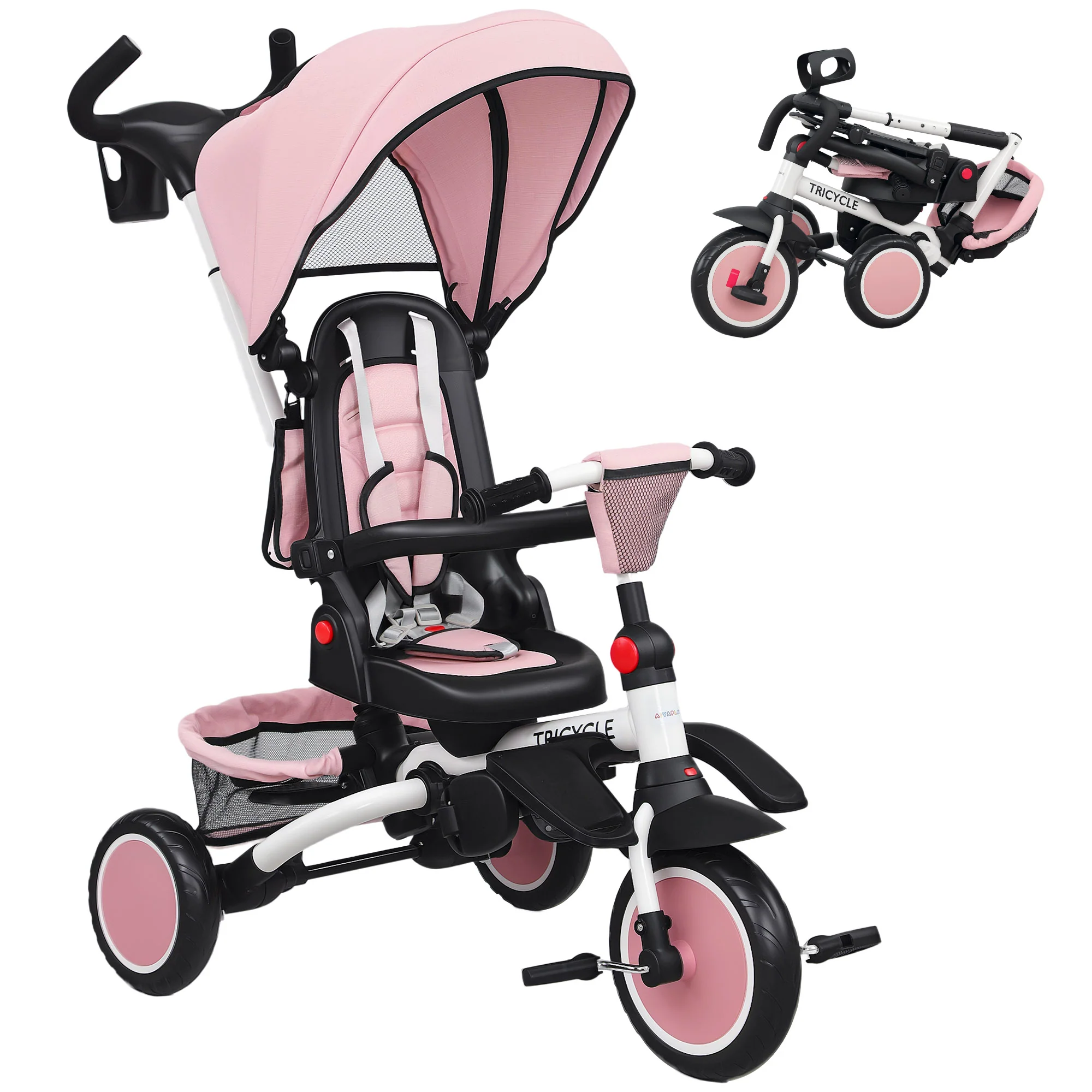 AIYAPLAY 6 In 1 Kids Trike, Toddler Tricycle With Parent Handle, - Image 19