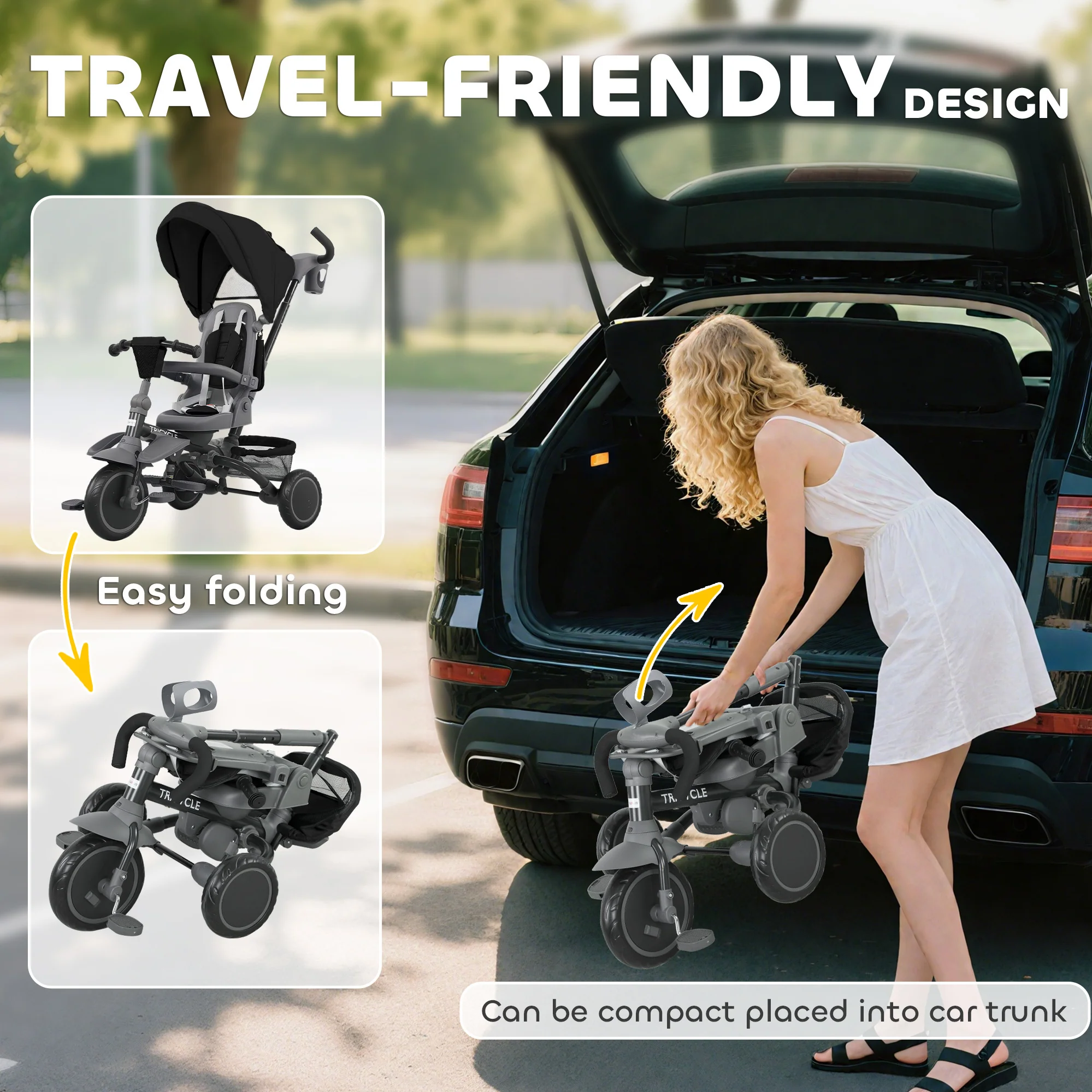AIYAPLAY 6 In 1 Kids Trike, Toddler Tricycle With Parent Handle, - Image 8