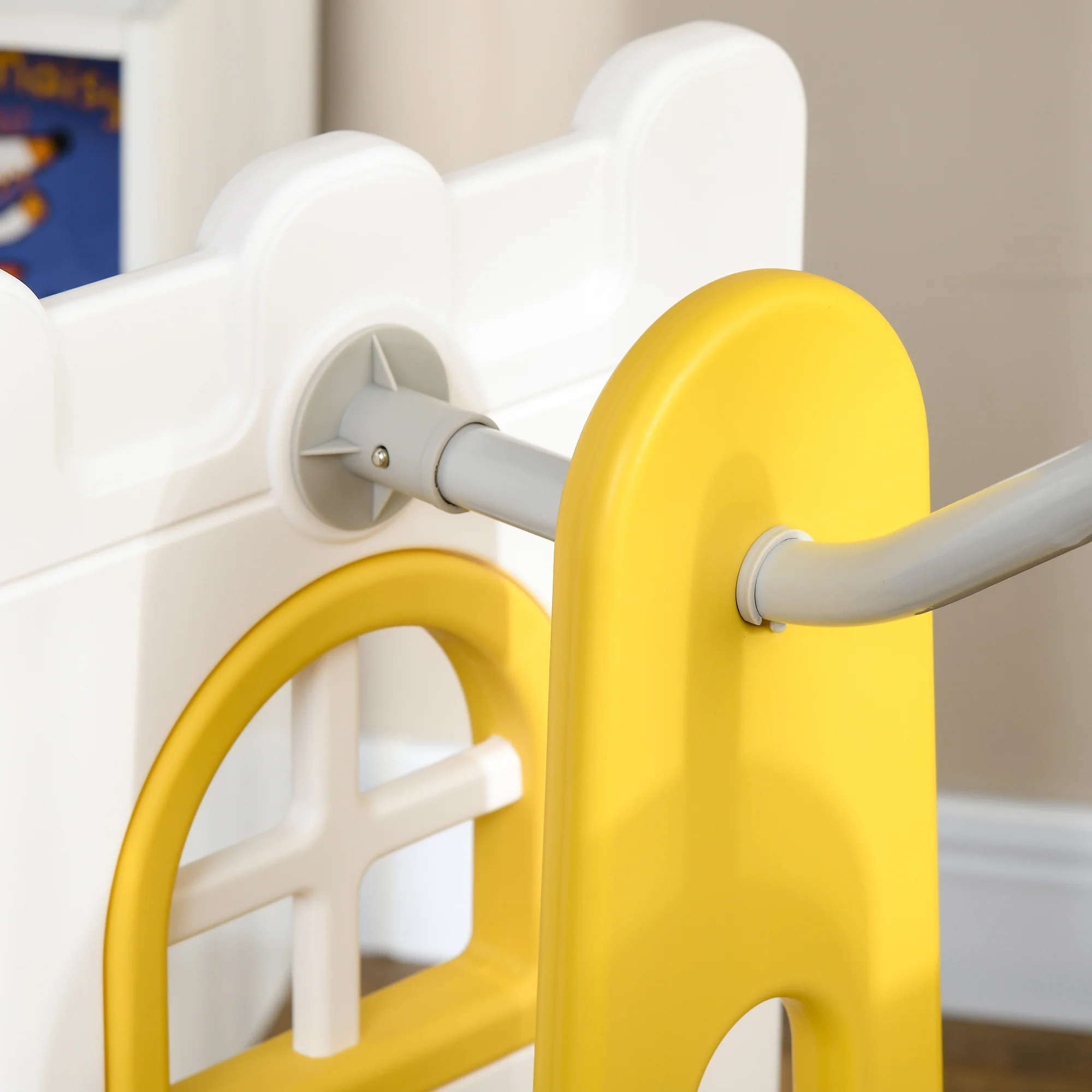 AIYAPLAY 6-in-1 Toddler Climber And Set W/ Basketball Hoop, Telescope Yellow - Image 8