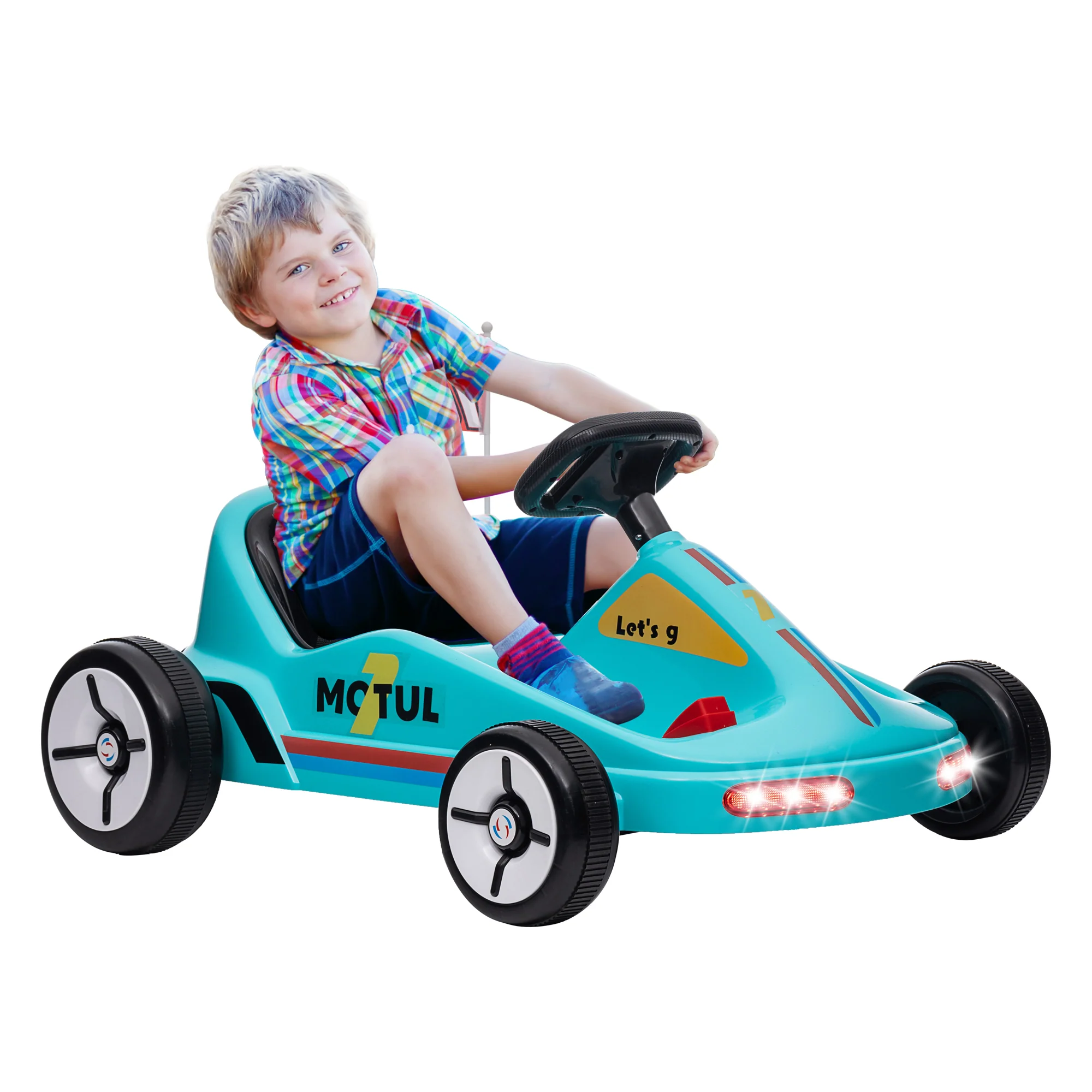 AIYAPLAY 6V Electric Go Kart W/ Music, Light, Horn, For 3-5 Years - Blue/Red/Yellow - Image 17