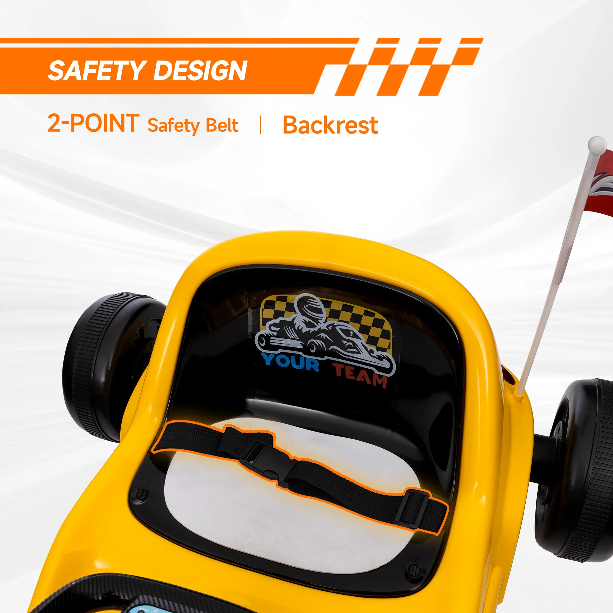 AIYAPLAY 6V Electric Go Kart W/ Music, Light, Horn, For 3-5 Years - Blue/Red/Yellow - Image 6