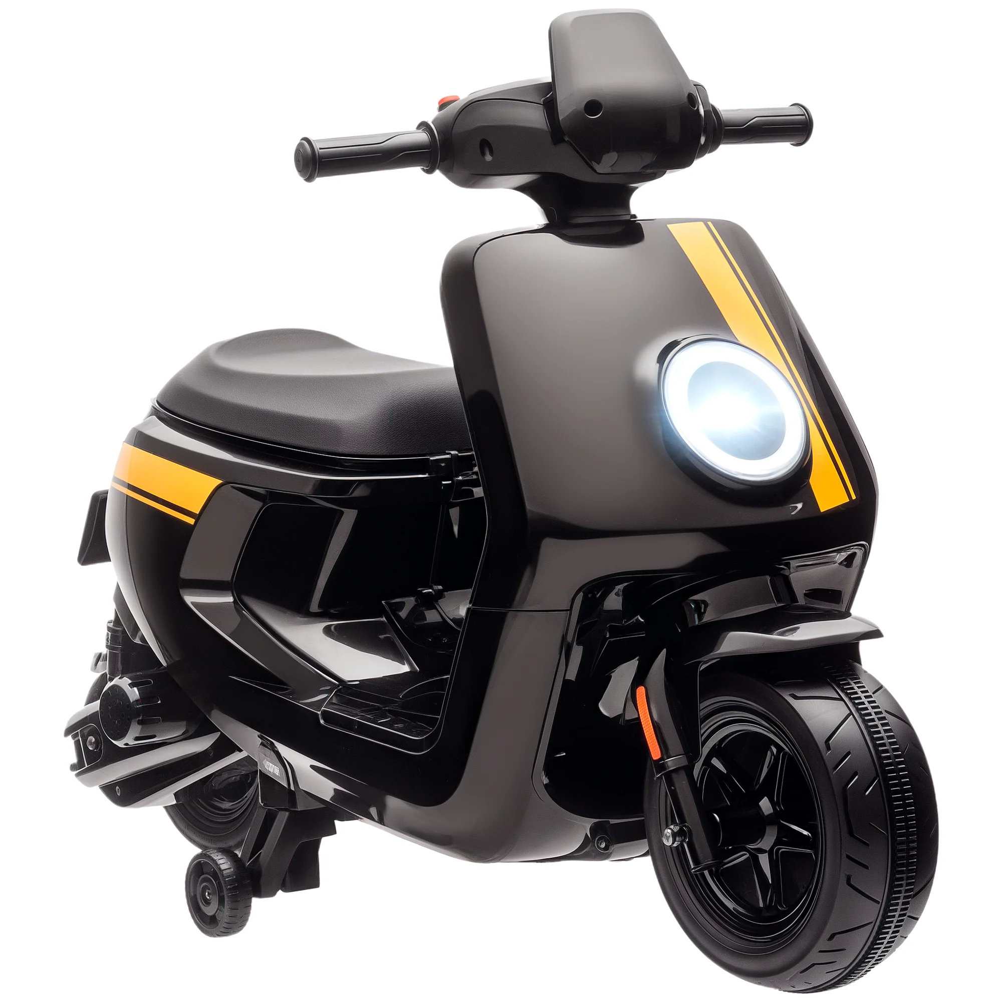 AIYAPLAY 6V Kids Electric Motorbike With Headlight And Music - Black/Green/Pink - Image 10