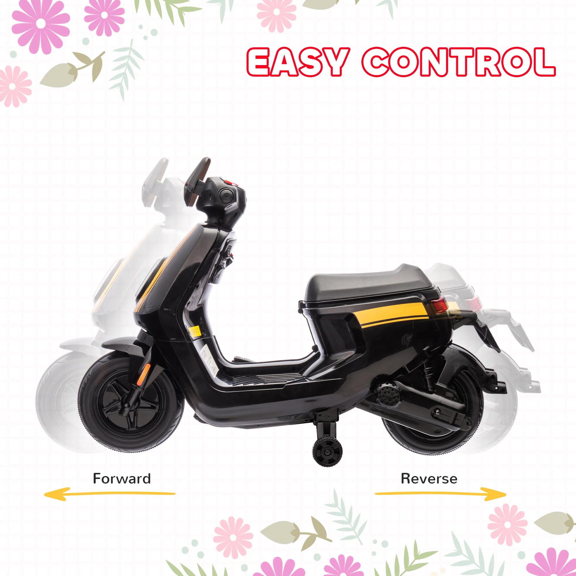AIYAPLAY 6V Kids Electric Motorbike With Headlight And Music - Black/Green/Pink - Image 13