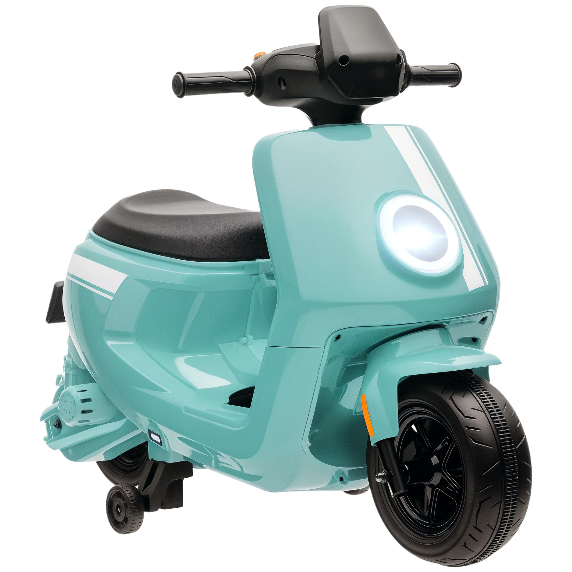 AIYAPLAY 6V Kids Electric Motorbike With Headlight And Music - Black/Green/Pink - Image 17