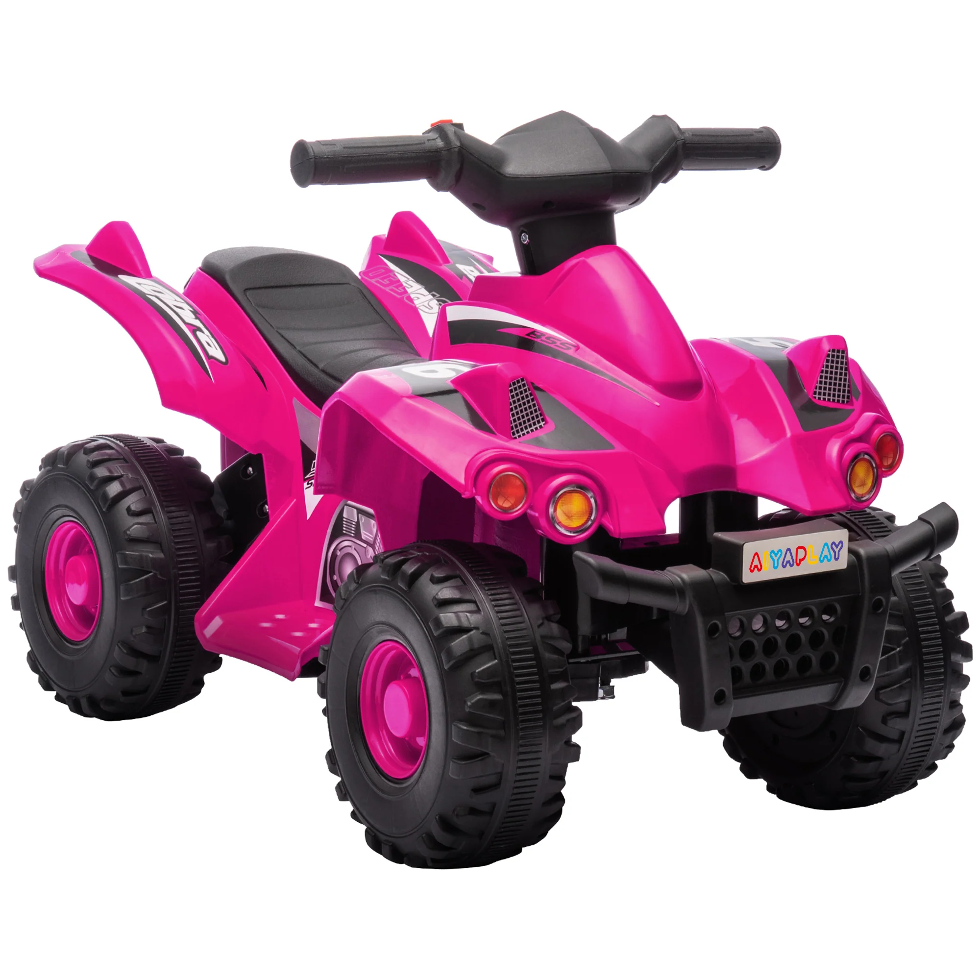 AIYAPLAY 6V Kids Electric Quad Bike With Music, Forward Function - Pink/Black