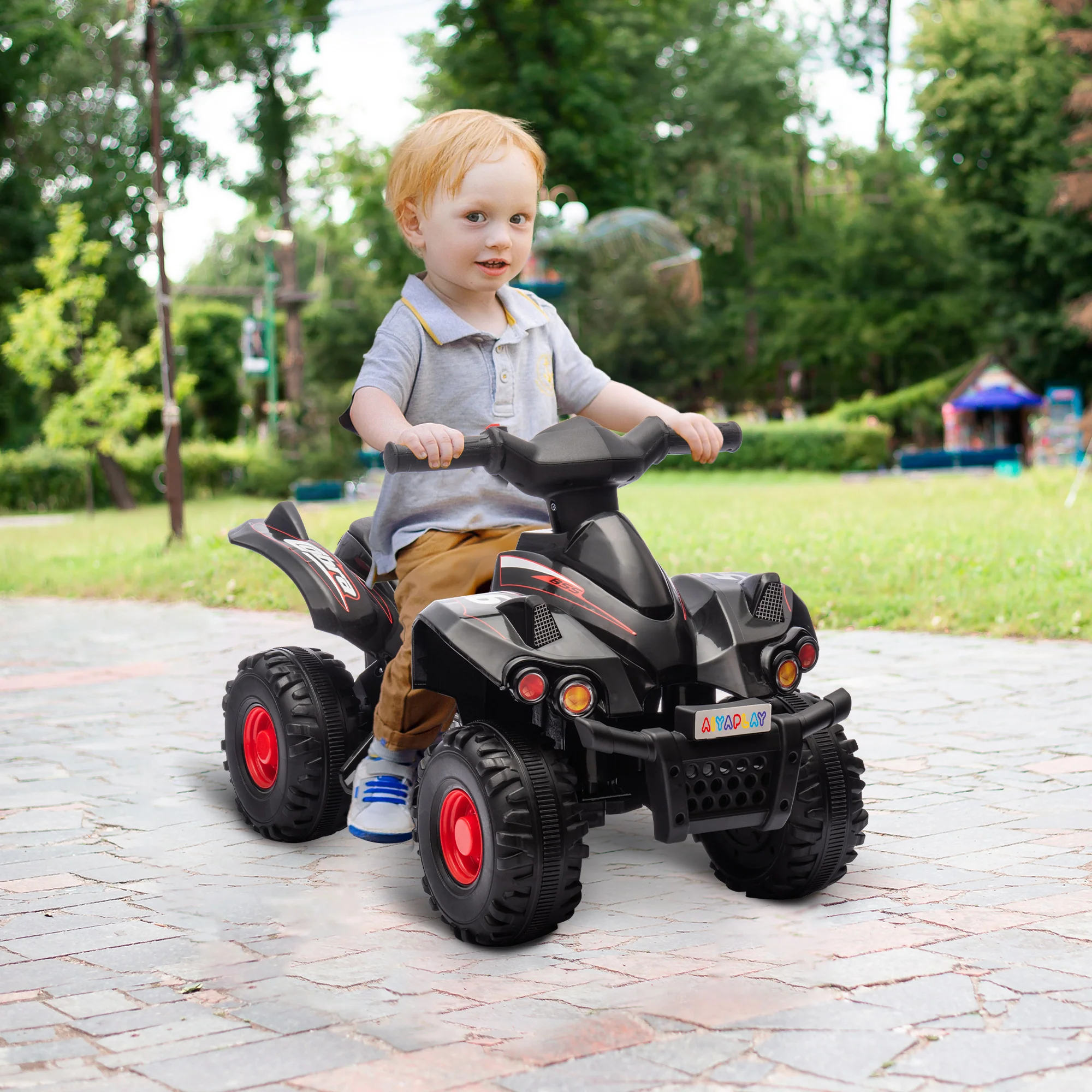 AIYAPLAY 6V Kids Electric Quad Bike With Music, Forward Function - Pink/Black - Image 11