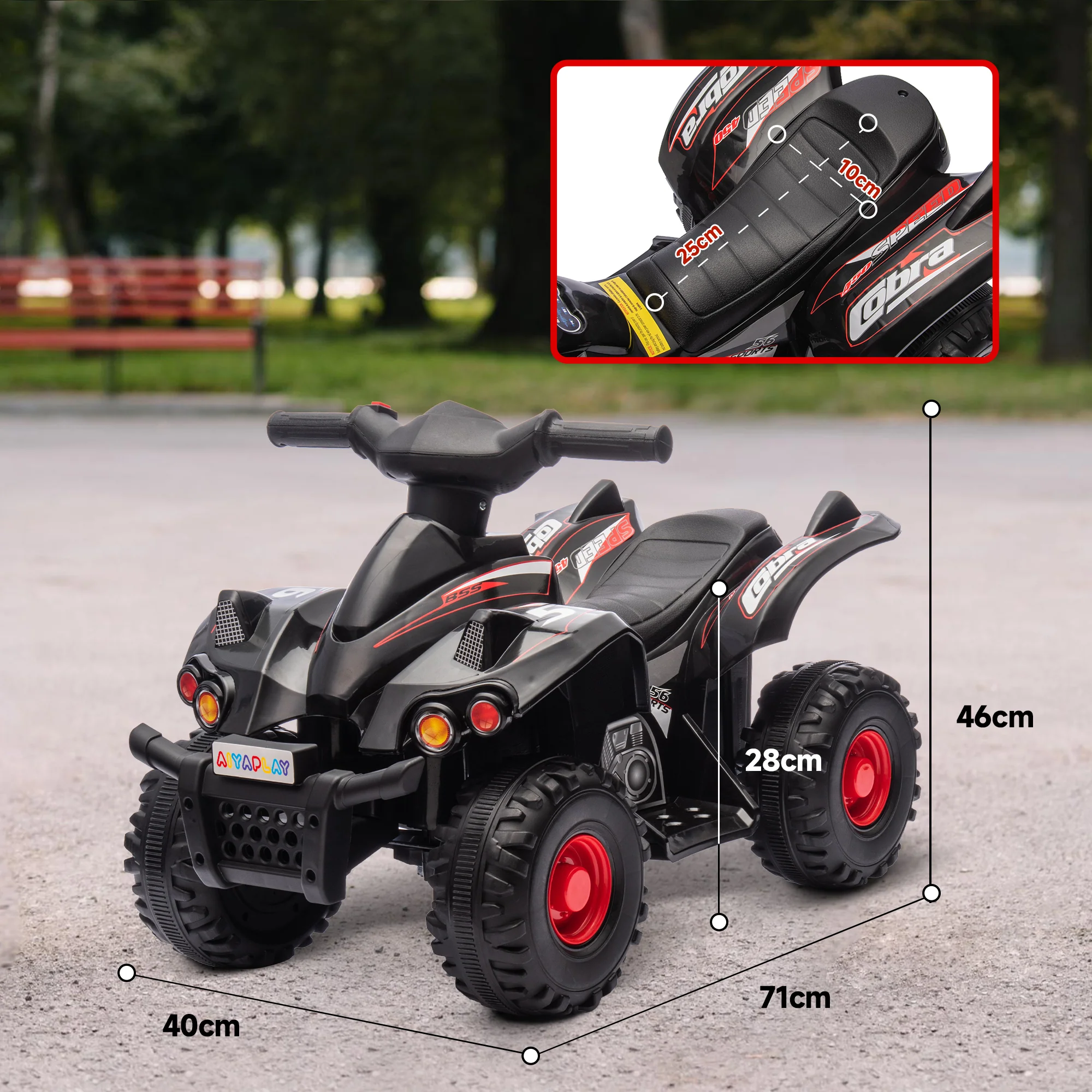 AIYAPLAY 6V Kids Electric Quad Bike With Music, Forward Function - Pink/Black - Image 14