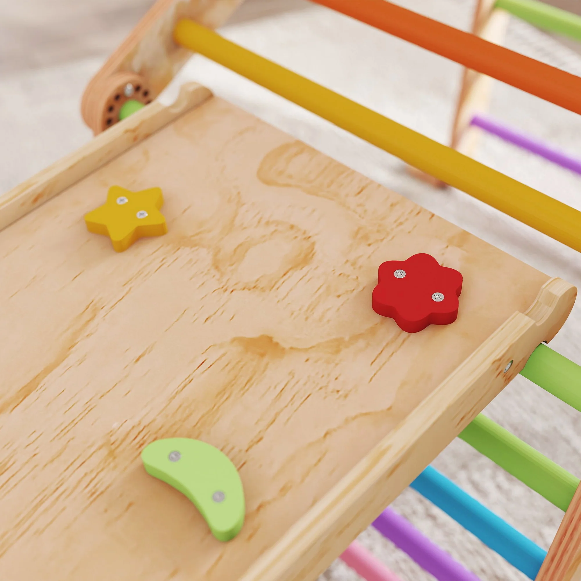 AIYAPLAY 9 in 1 Climbing Frame with Ramp, Slide, Arch, Ladder, Blackboard - Image 8