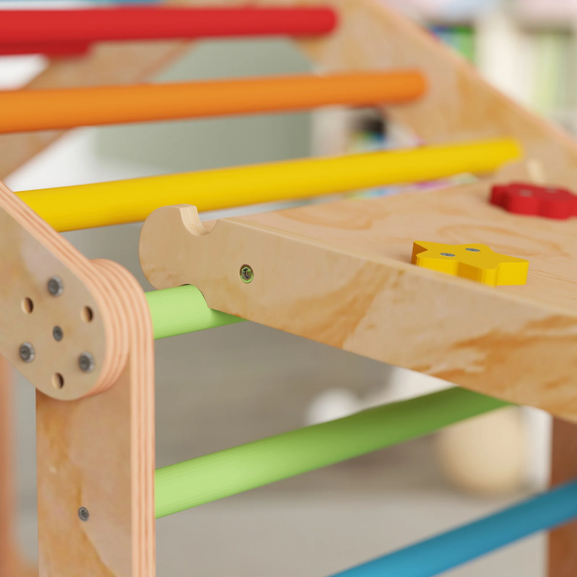 AIYAPLAY 9 in 1 Climbing Frame with Ramp, Slide, Arch, Ladder, Blackboard - Image 9