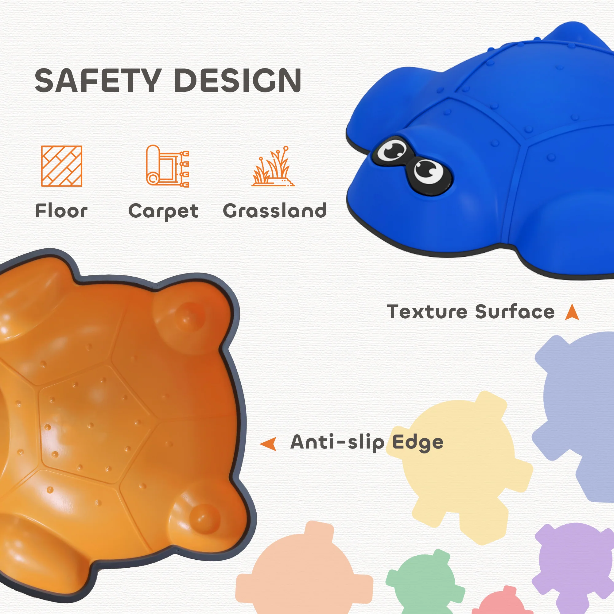 AIYAPLAY 9 PCS Kids Stepping Stones, Turtle-Shaped Stackable River Stones - Image 6