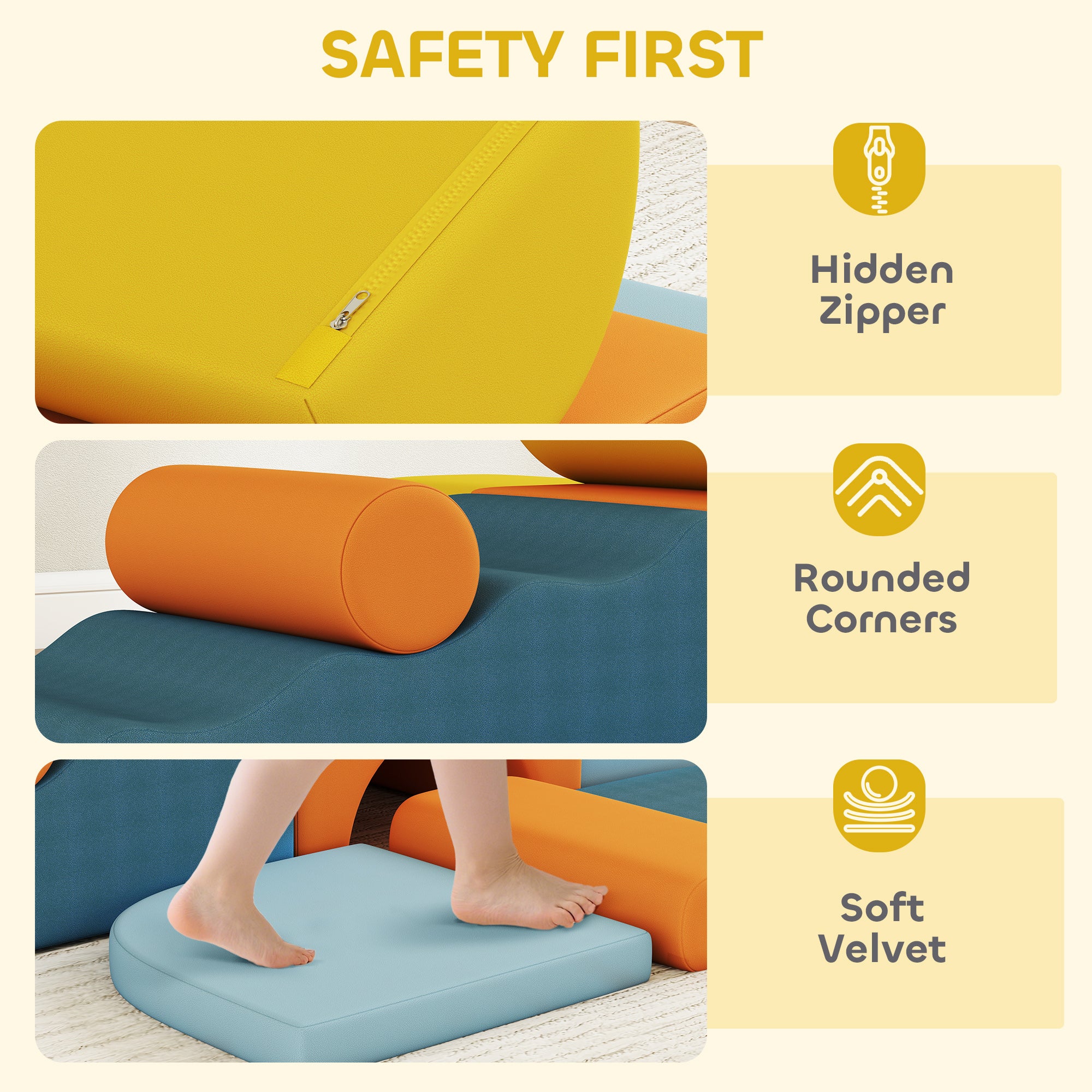 AIYAPLAY 9-Piece Soft Play Set with Detachable Cover for Kids Motor Skills - Image 6