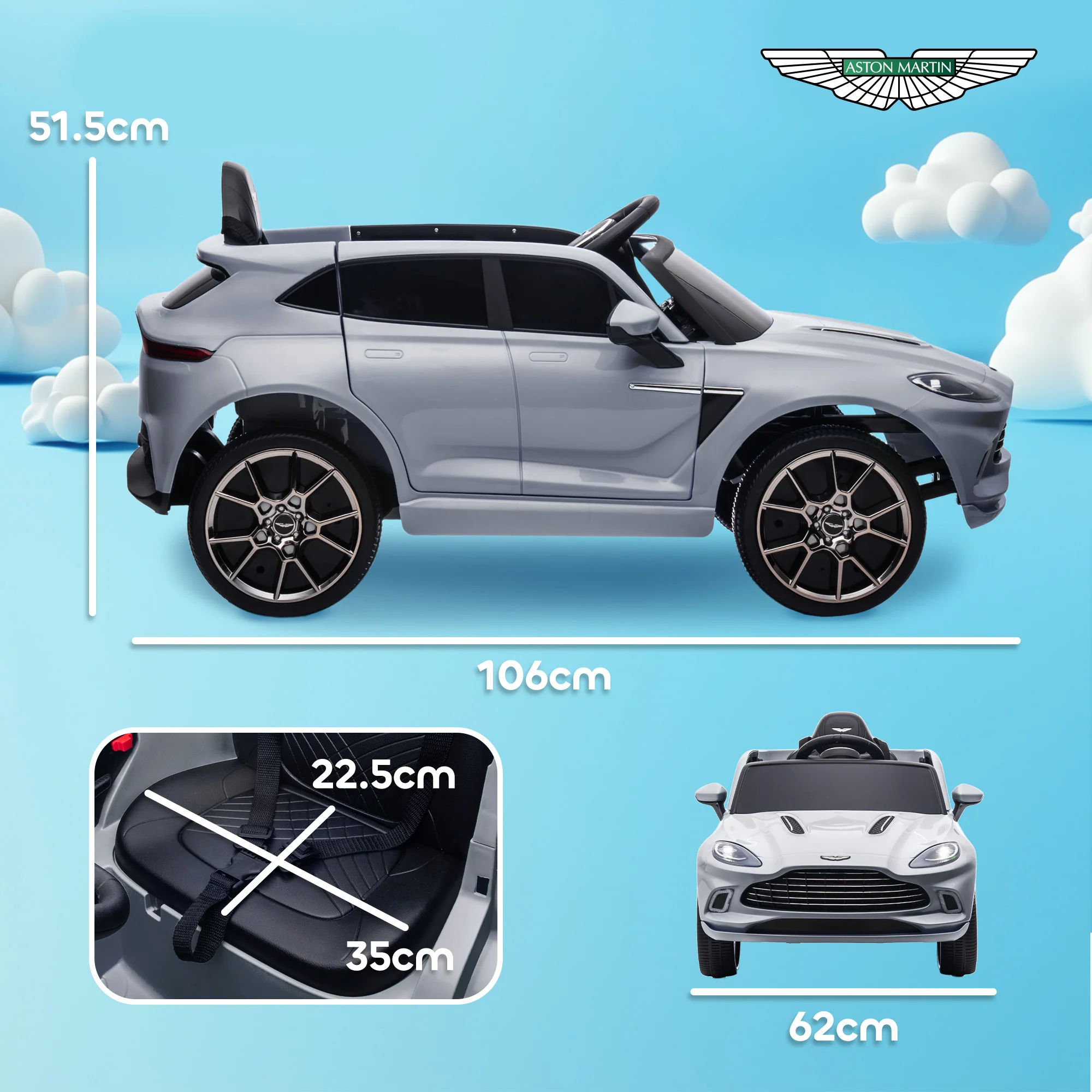 AIYAPLAY Aston Martin DBX Licensed 12V Kids Electric Car w/ Remote - Image 14
