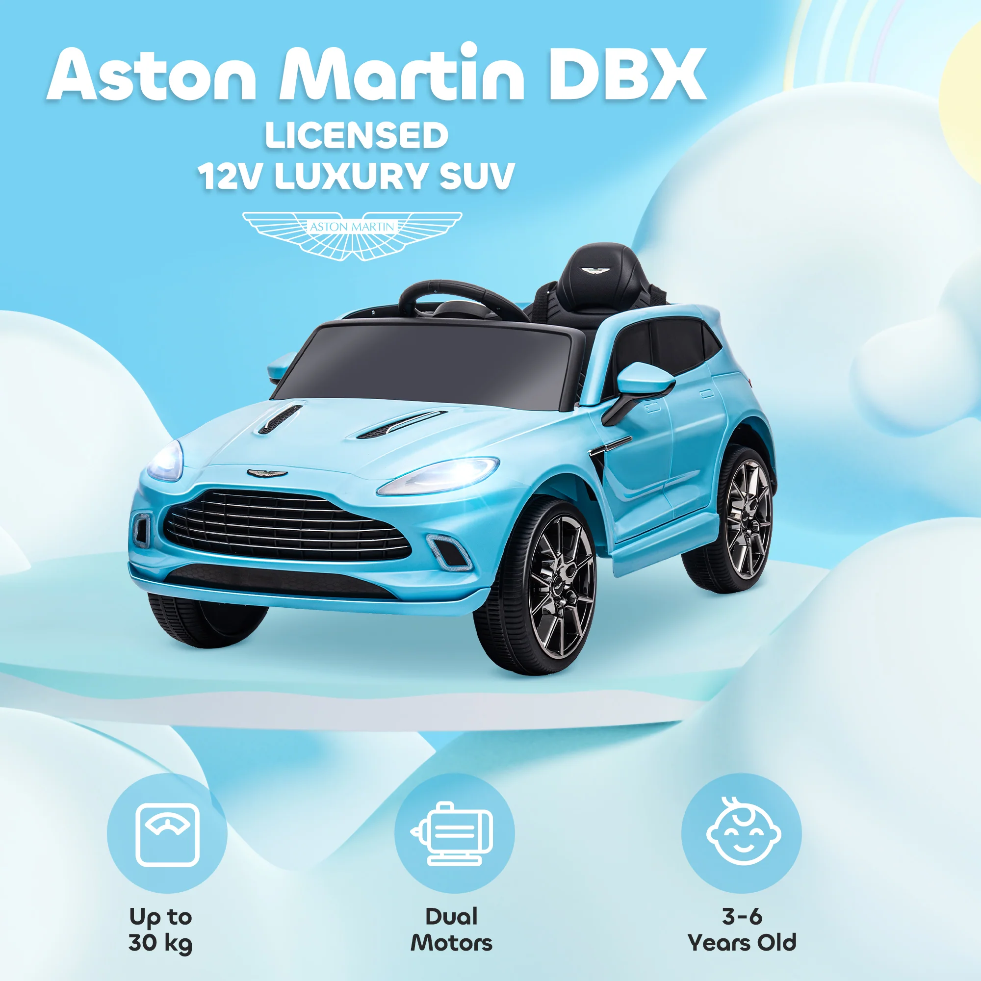 AIYAPLAY Aston Martin DBX Licensed 12V Kids Electric Car w/ Remote - Image 3