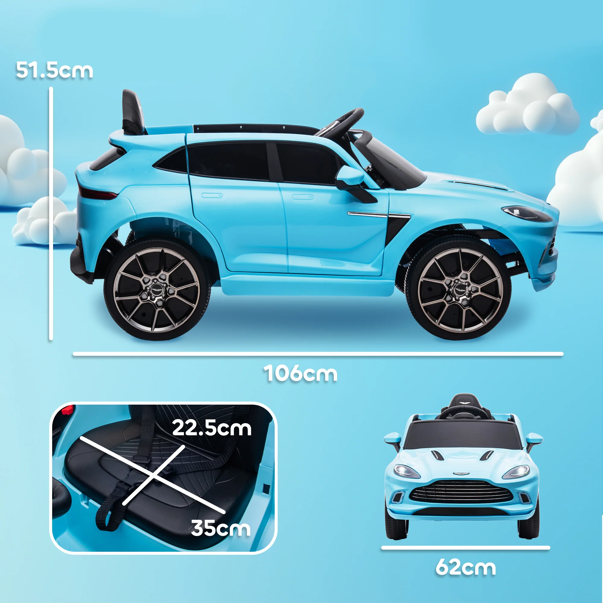 AIYAPLAY Aston Martin DBX Licensed 12V Kids Electric Car w/ Remote - Image 5