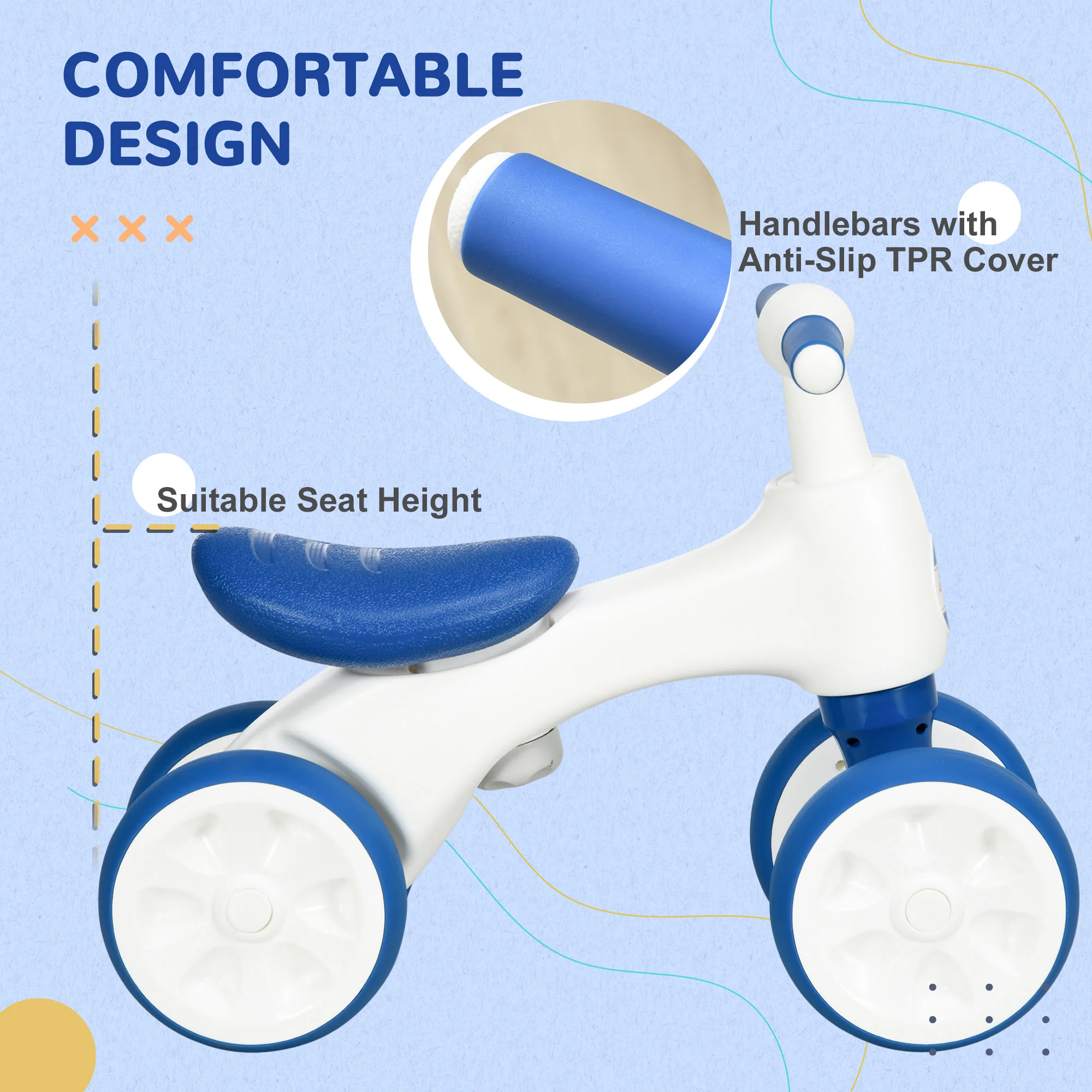AIYAPLAY Baby Balance Bike, for Ages 18-36 Months w/ Anti-Slip Handlebars - Image 3