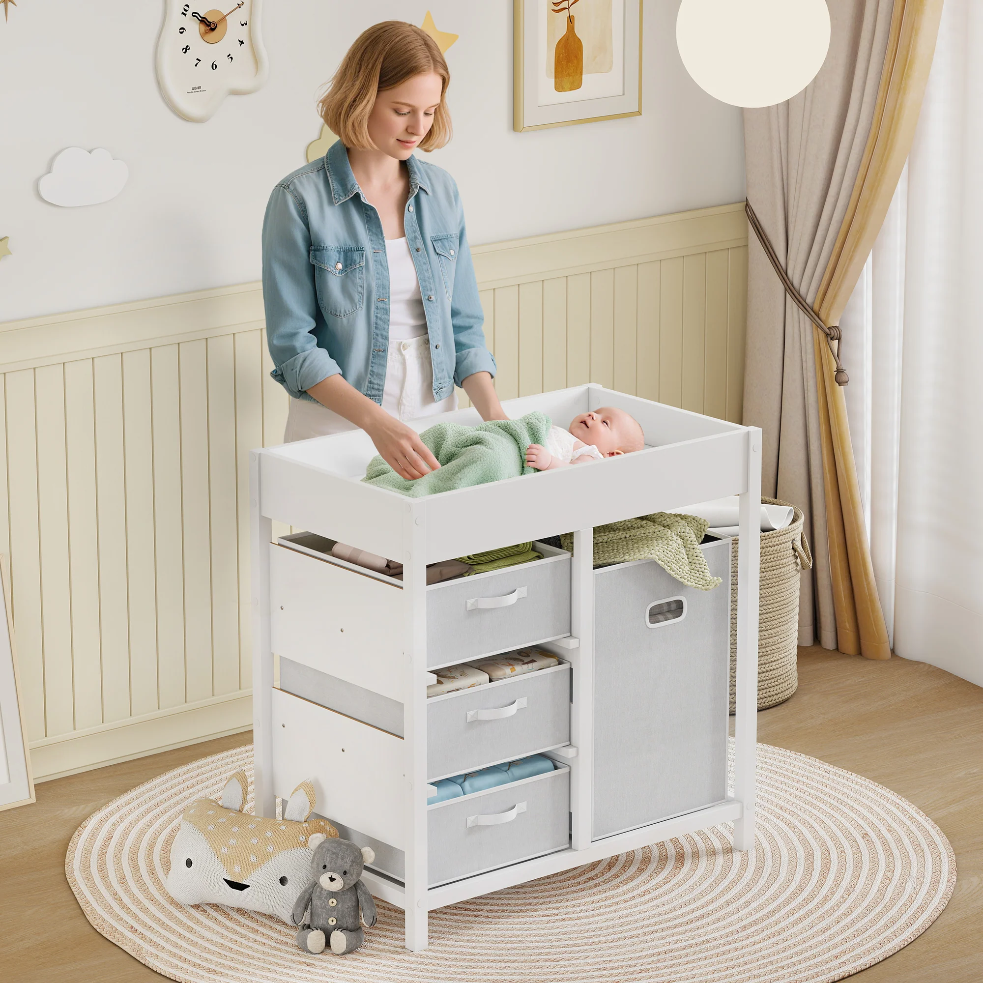 AIYAPLAY Baby Changing Unit With 4 Drawers, Diaper Changing Table, - Image 11
