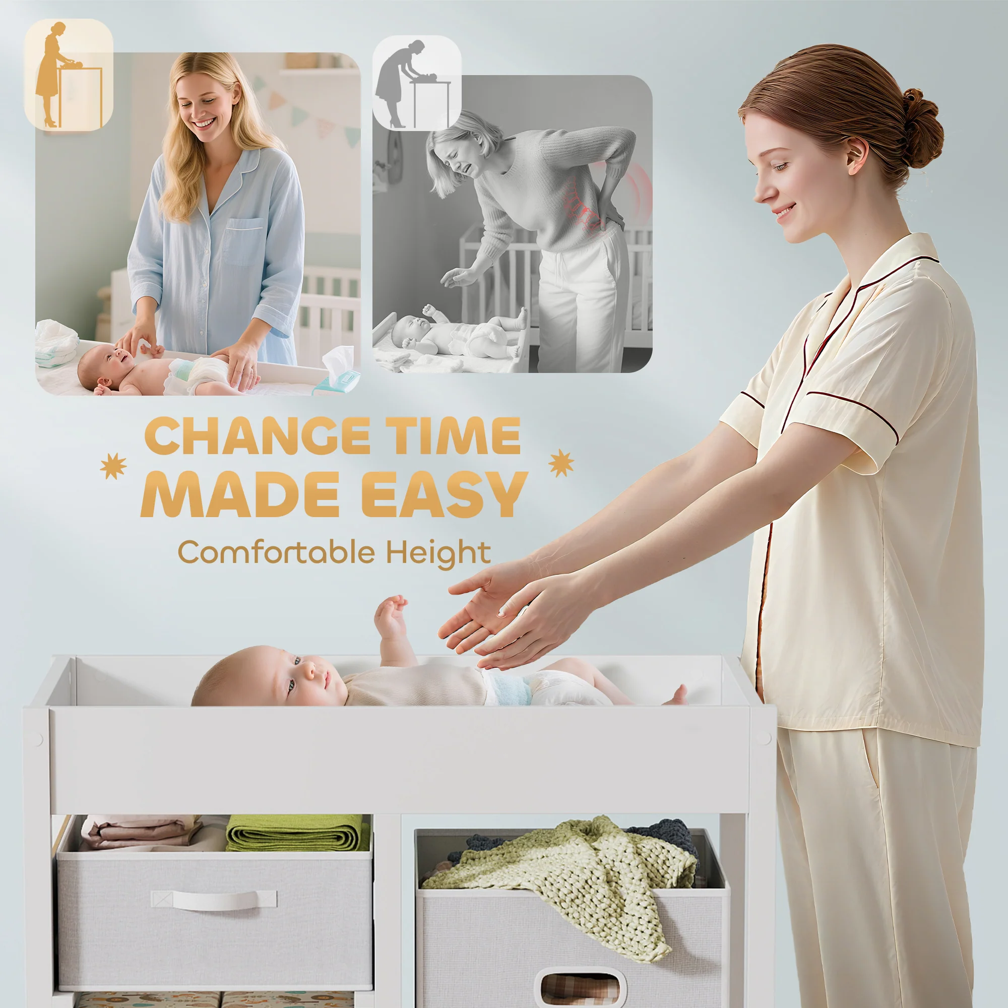 AIYAPLAY Baby Changing Unit With 4 Drawers, Diaper Changing Table, - Image 12