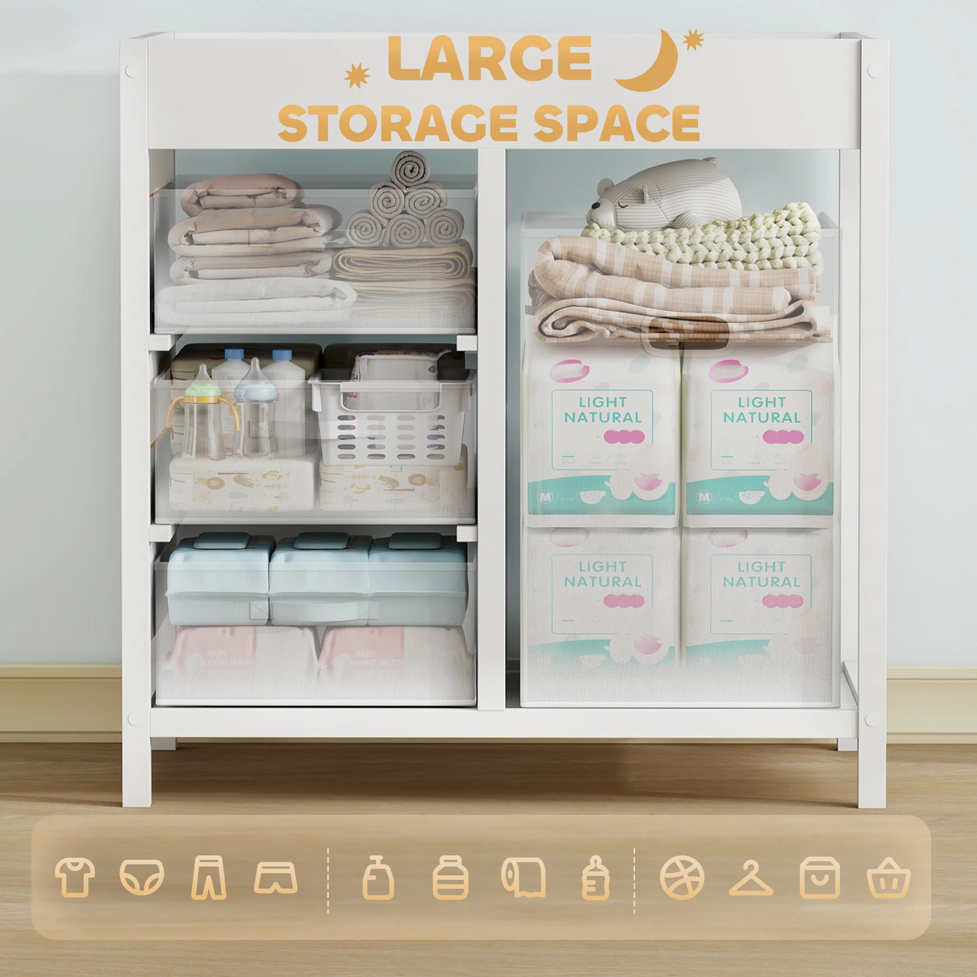 AIYAPLAY Baby Changing Unit With 4 Drawers, Diaper Changing Table, - Image 13