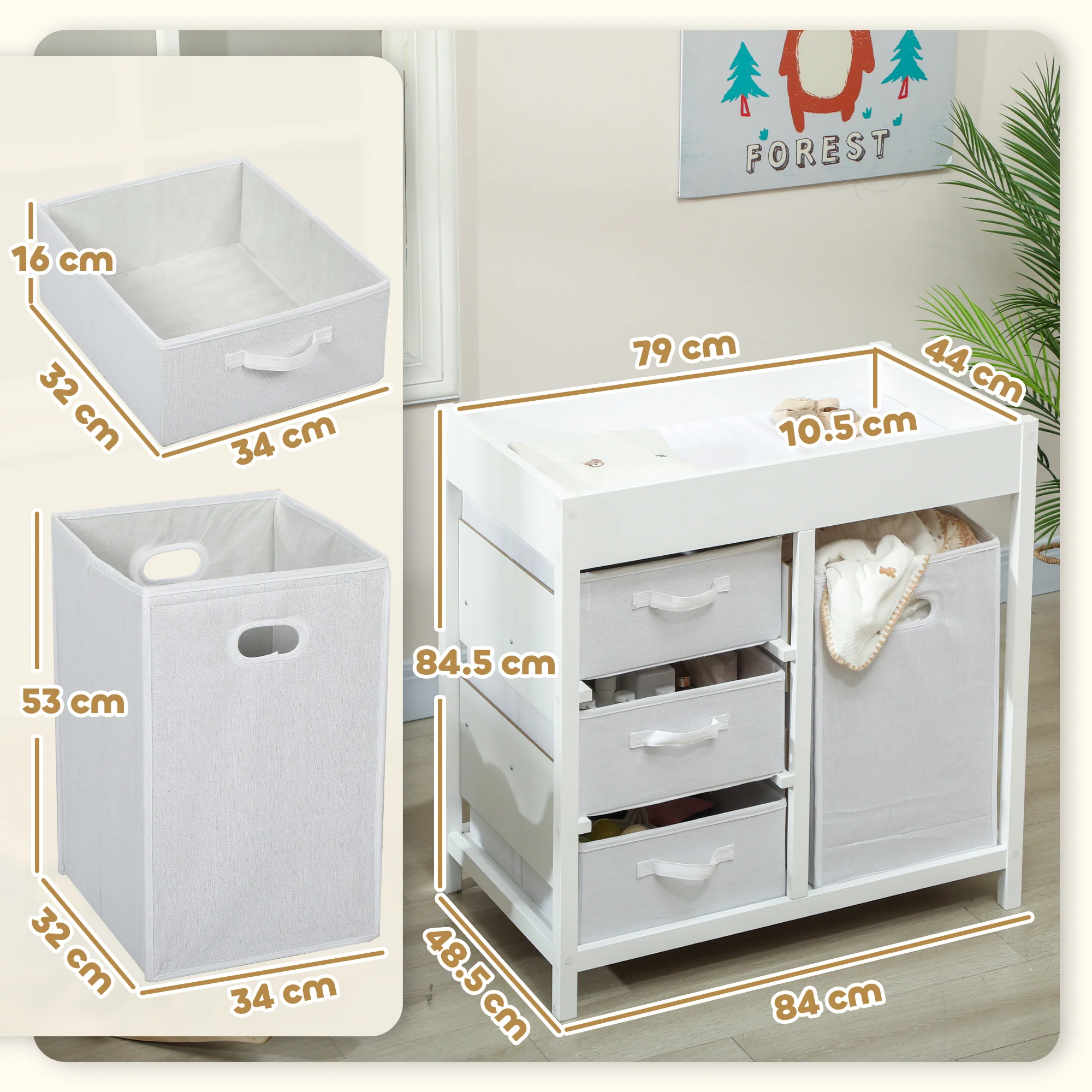 AIYAPLAY Baby Changing Unit With 4 Drawers, Diaper Changing Table, - Image 14