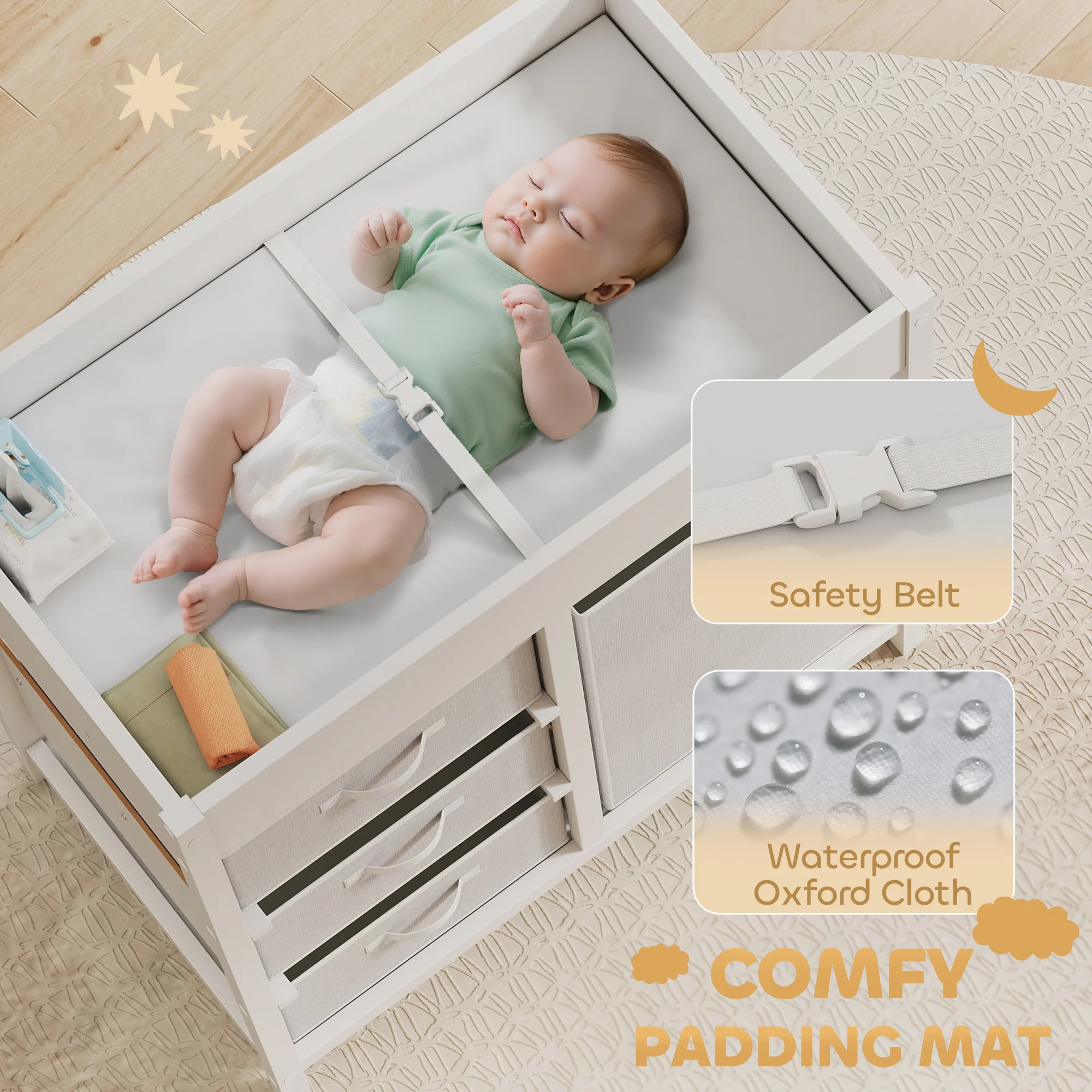 AIYAPLAY Baby Changing Unit With 4 Drawers, Diaper Changing Table, - Image 15