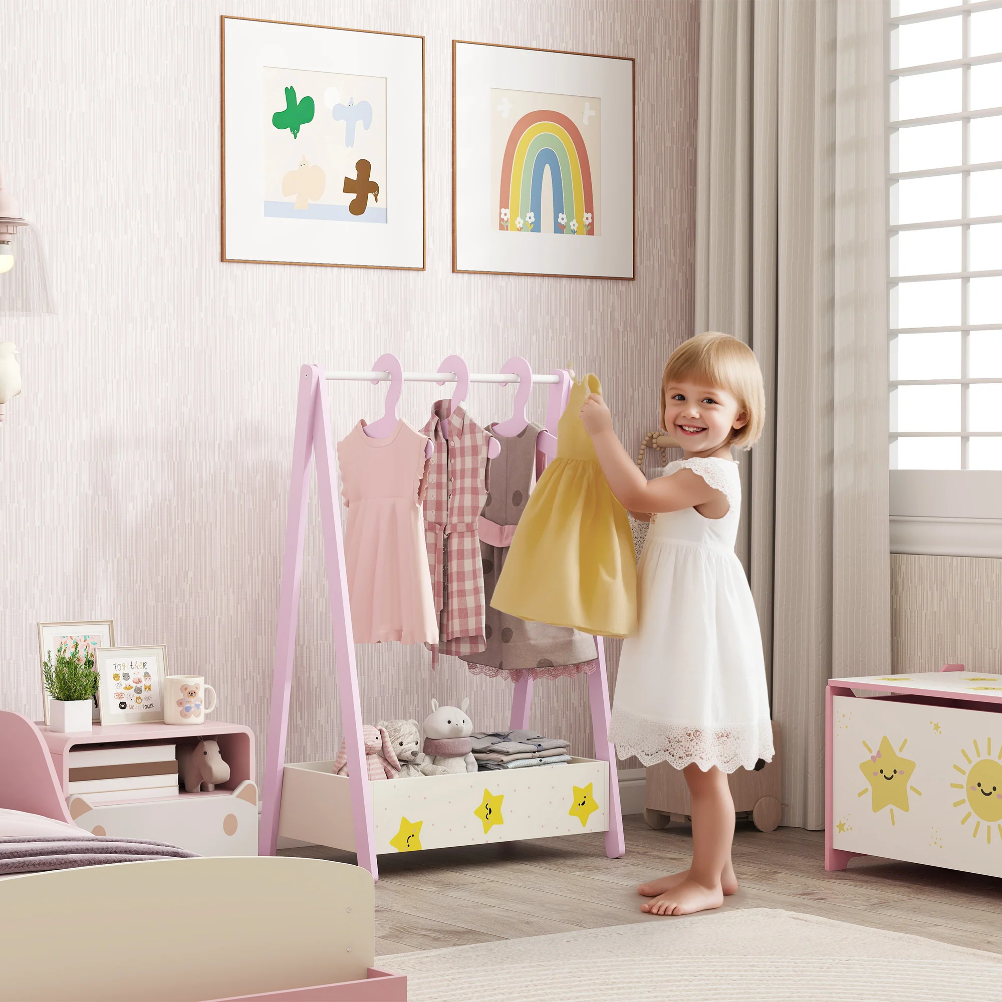 AIYAPLAY Baby Clothing Rack With Hangers, Shelf, Kids Clothes Rail - Image 11