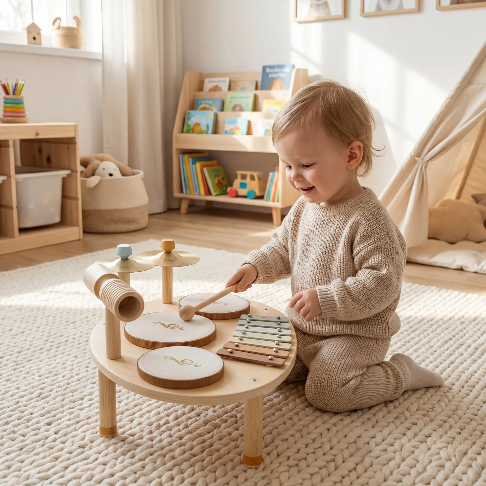 AIYAPLAY Baby Drum Kit, Wooden Kids Musical Instruments, Gift for Birthday - Image 2