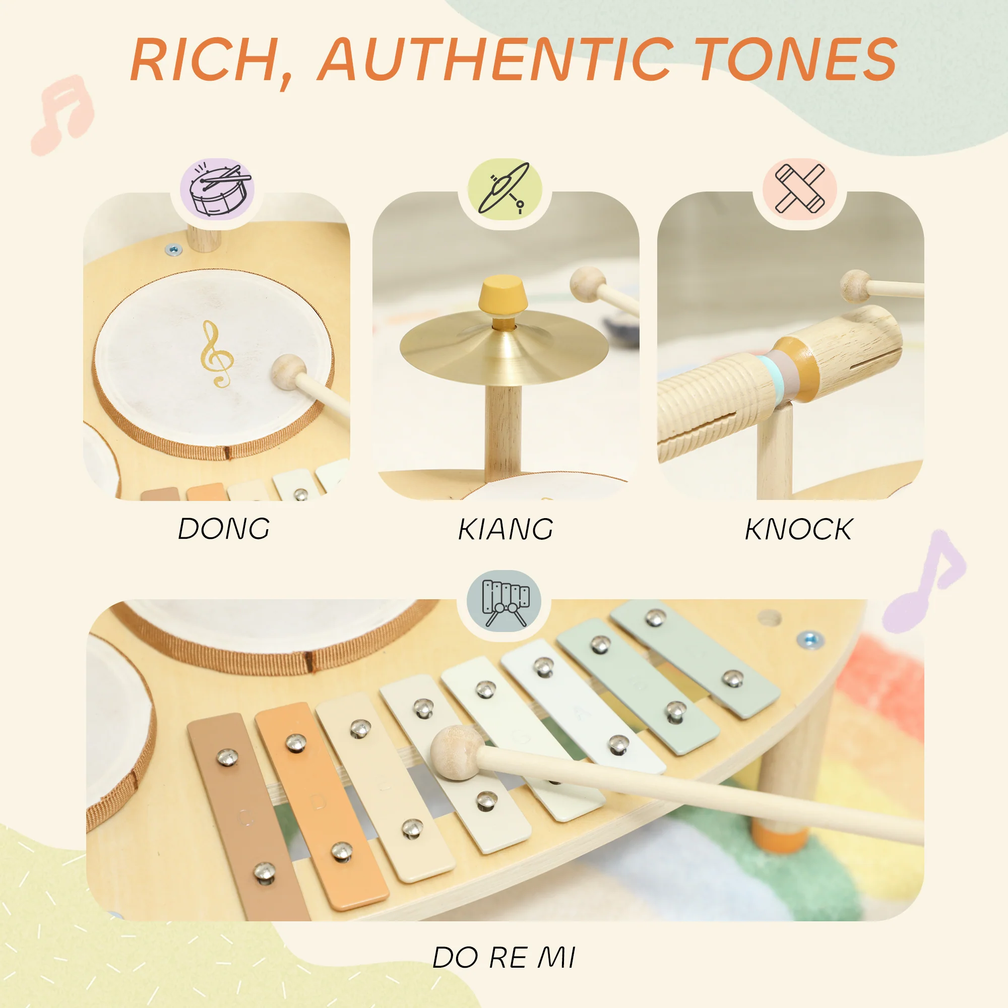 AIYAPLAY Baby Drum Kit, Wooden Kids Musical Instruments, Gift for Birthday - Image 6