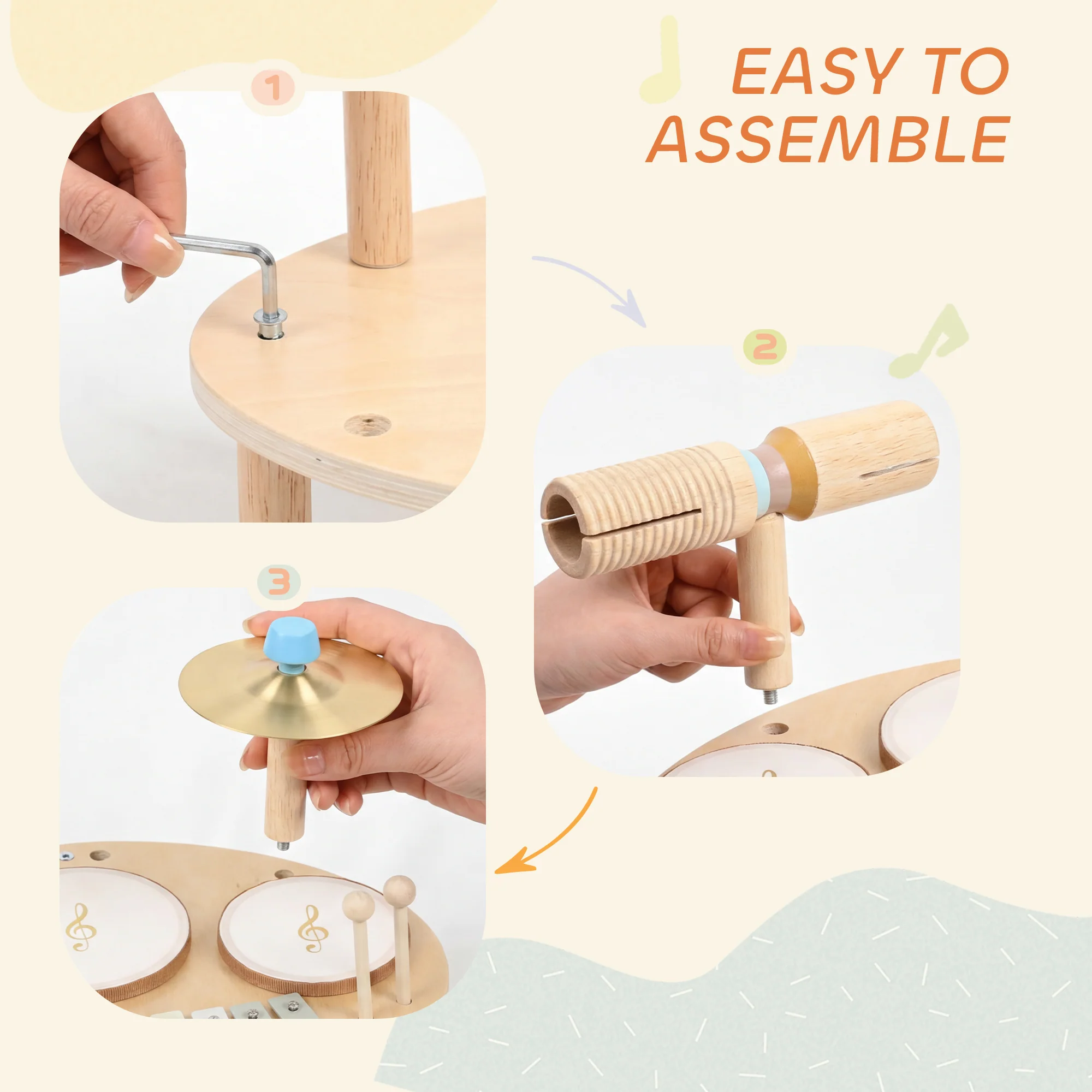 AIYAPLAY Baby Drum Kit, Wooden Kids Musical Instruments, Gift for Birthday - Image 7