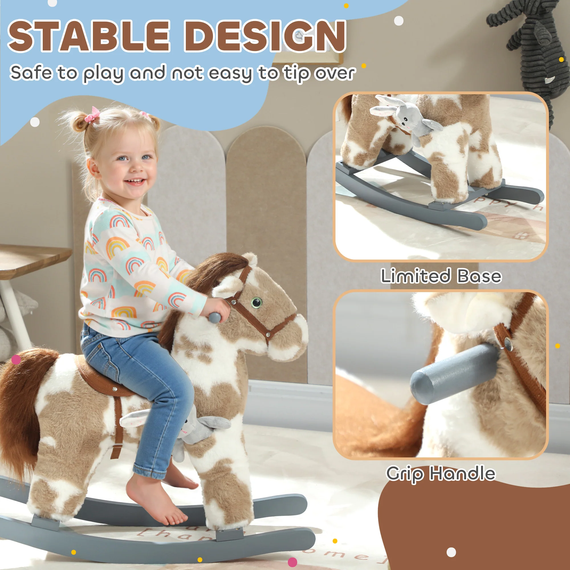 AIYAPLAY Baby Rocking Horse, Animal Rocker with Sound and Toy - Image 4