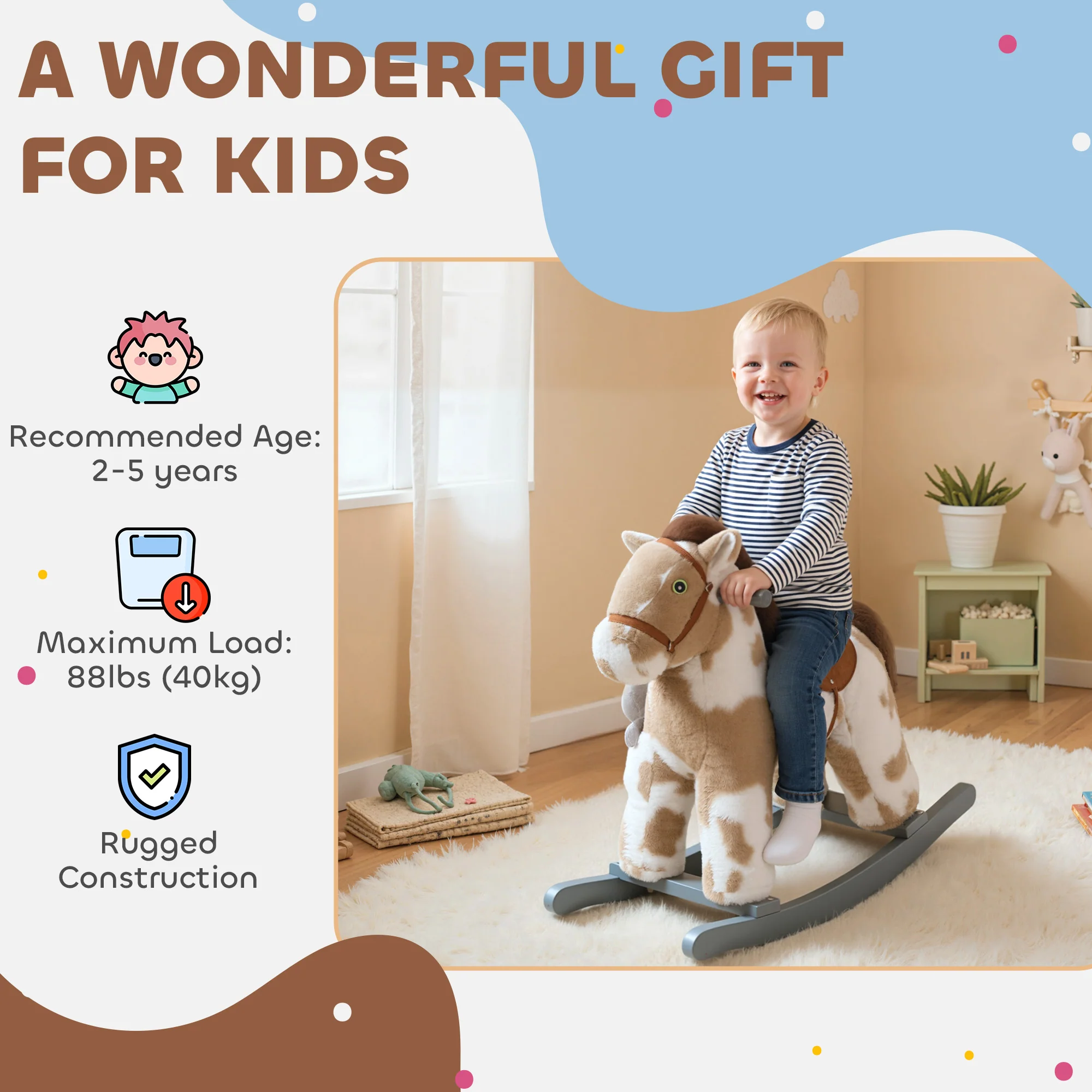 AIYAPLAY Baby Rocking Horse, Animal Rocker with Sound and Toy - Image 9