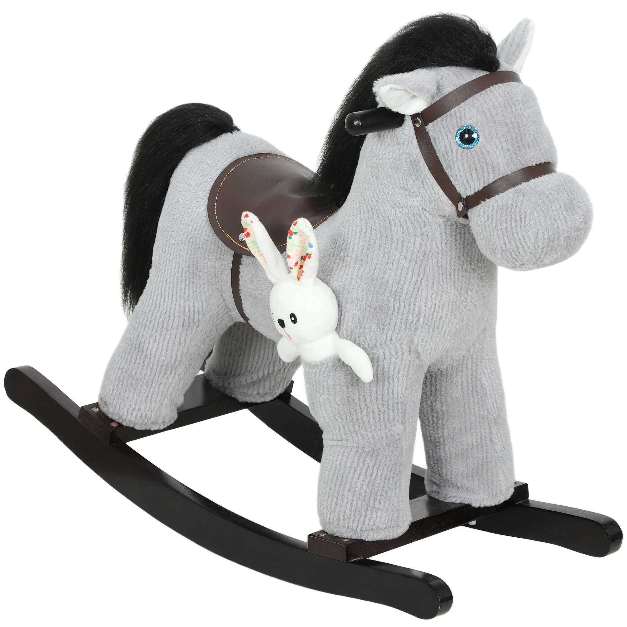 AIYAPLAY Baby Rocking Horse, Toddler Animal Rocker for Kids Aged 2-5, Grey