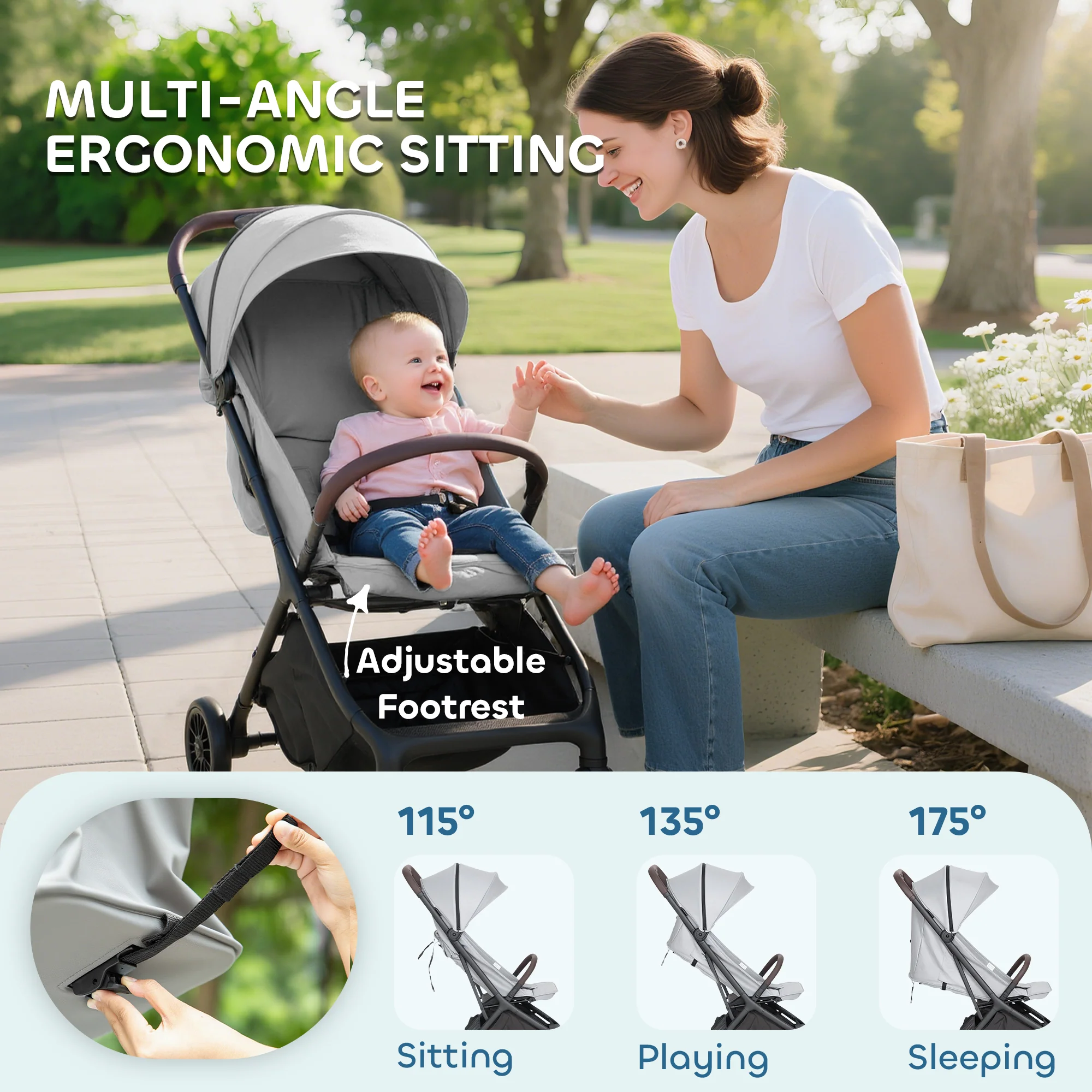 AIYAPLAY Baby Stroller With Adjustable Seat, Travel Pushchair - Image 12