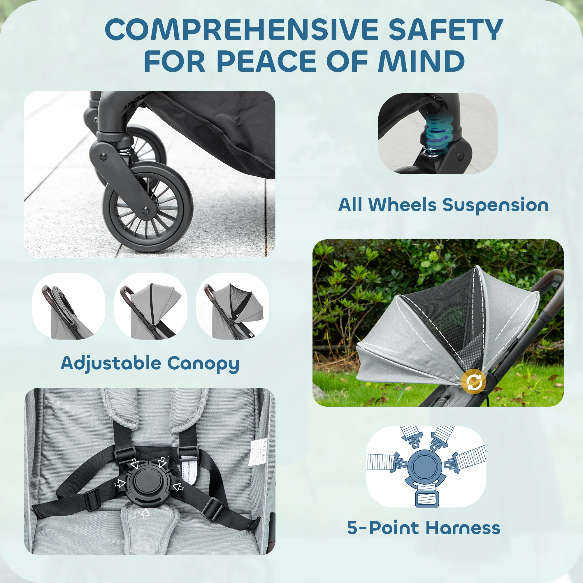 AIYAPLAY Baby Stroller With Adjustable Seat, Travel Pushchair - Image 16