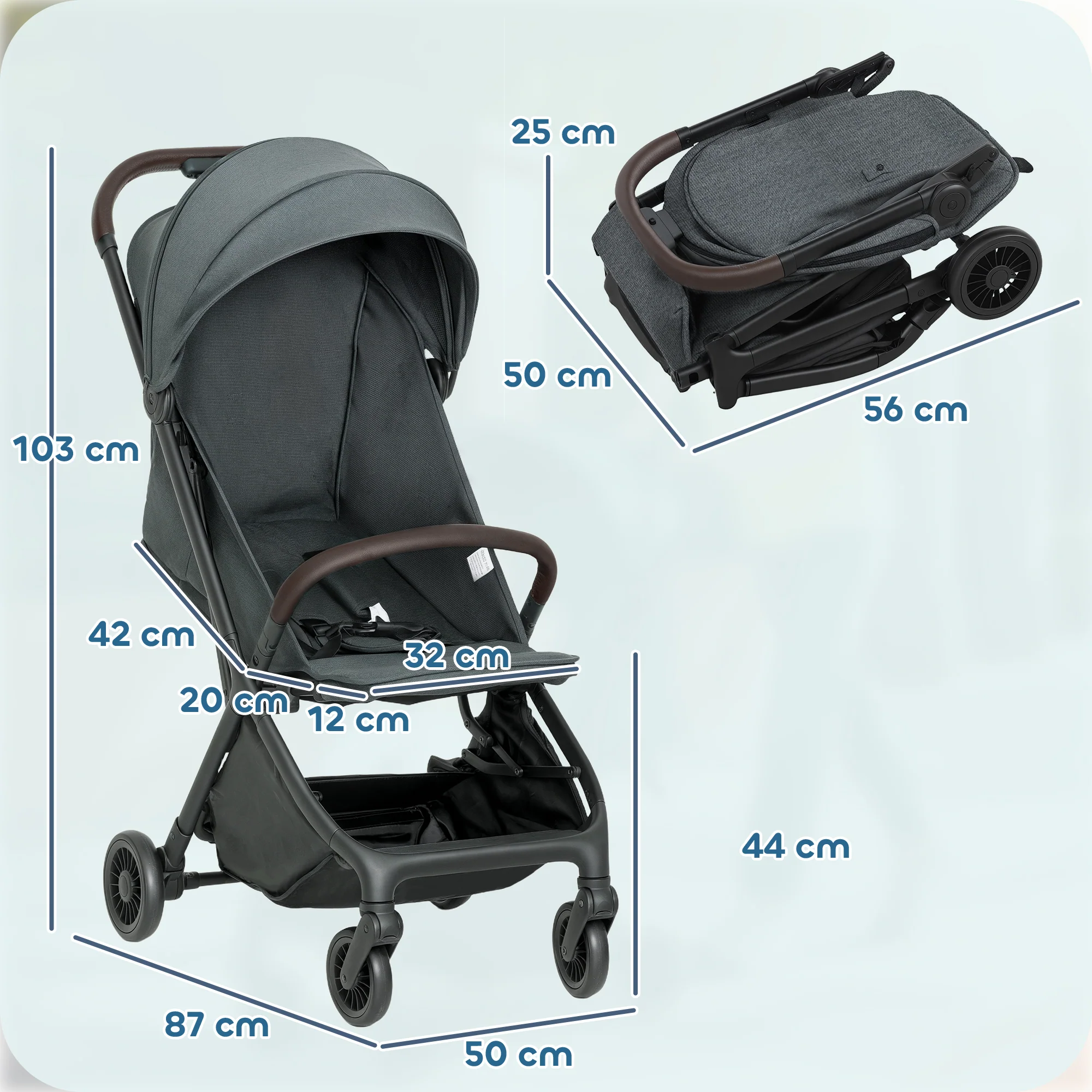 AIYAPLAY Baby Stroller With Adjustable Seat, Travel Pushchair - Image 5
