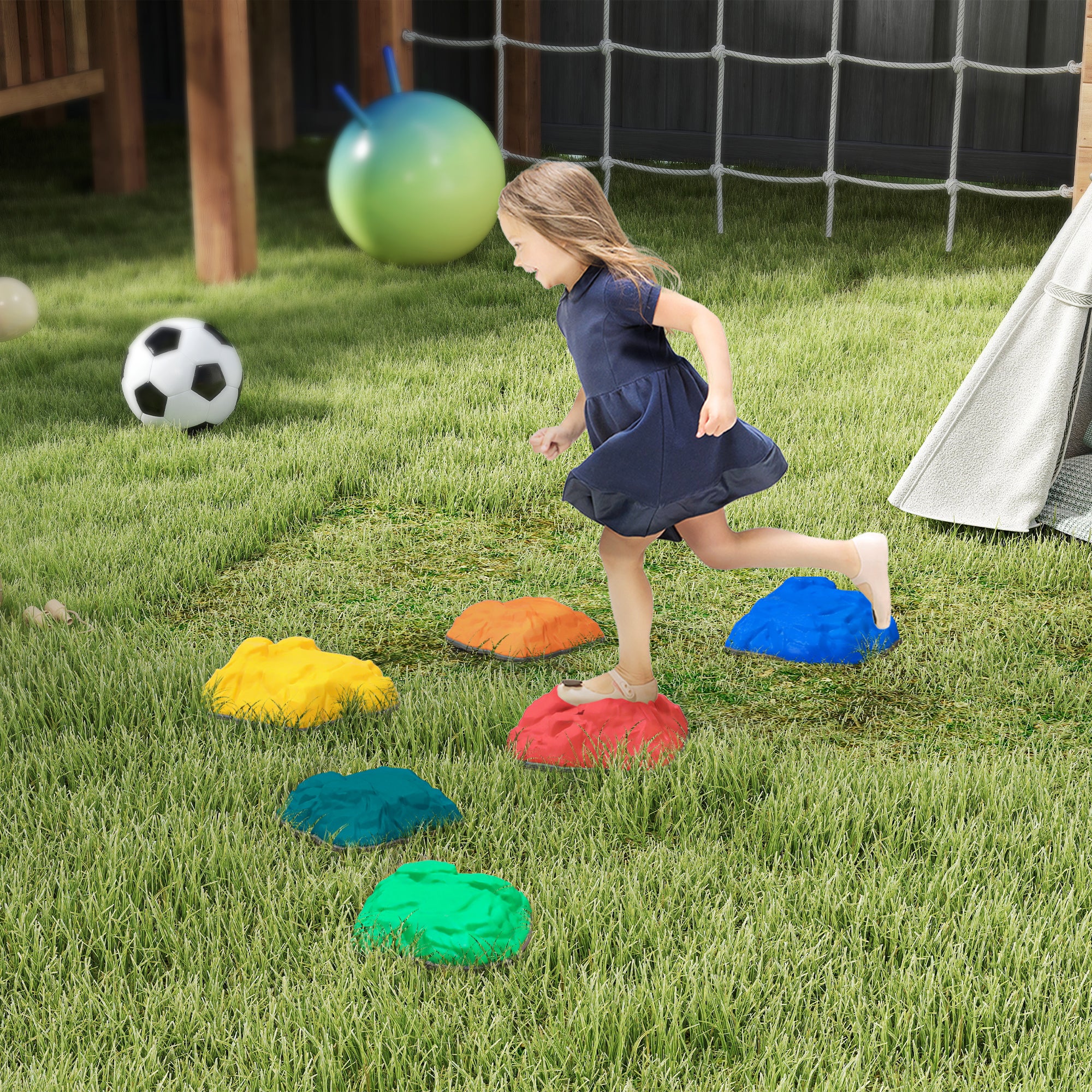 AIYAPLAY Balance Stepping Stones, 6 PCS River Stones for Kids Ages 3-8 Years - Image 2