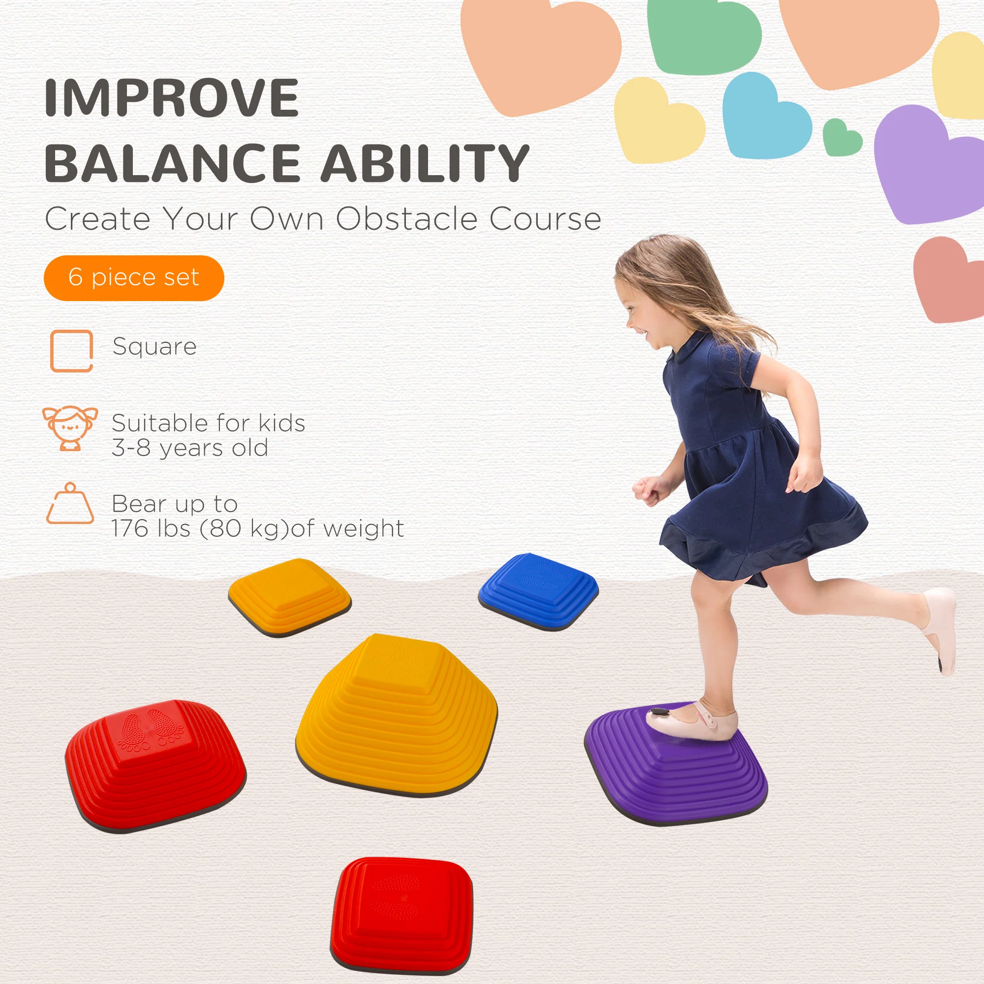 AIYAPLAY Balance Stepping Stones, 6PCs Sensory Toy Gift For Kids Aged 3-8 - Image 3