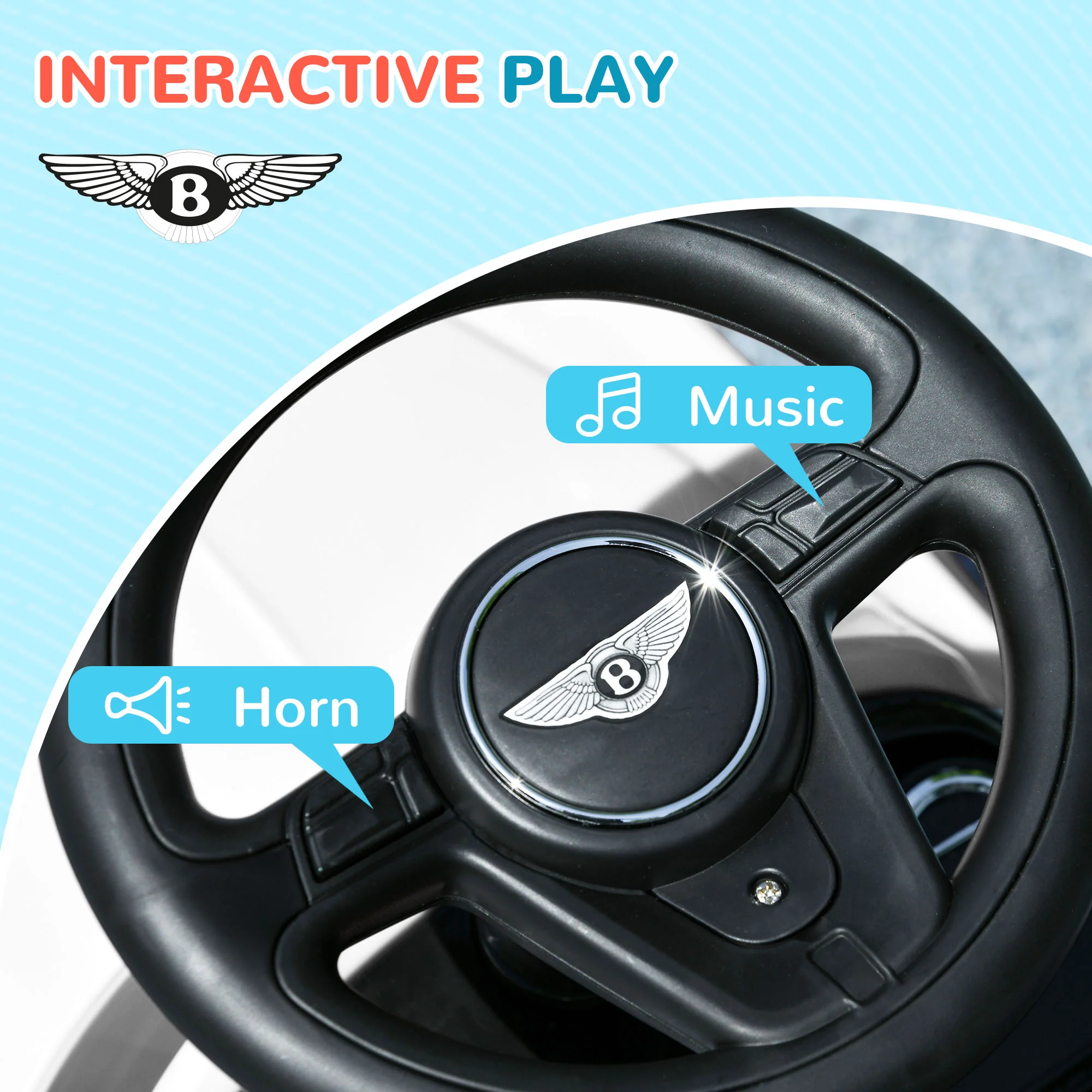 AIYAPLAY Bentley Licensed Ride On Car, Foot To Floor W/ Music Horn - Image 4