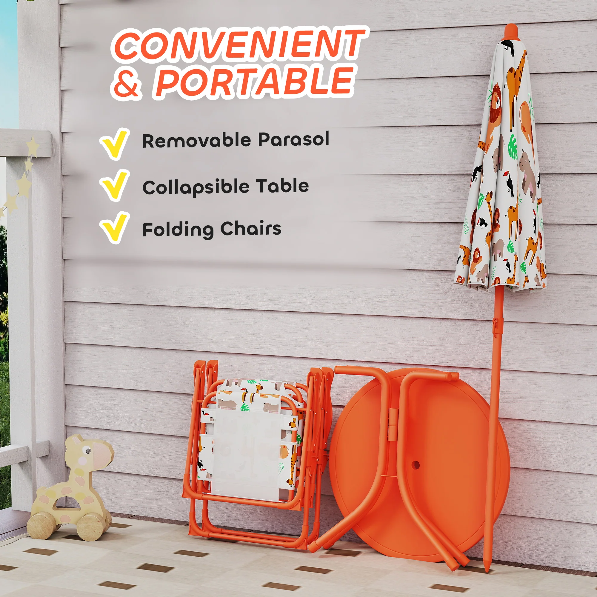 AIYAPLAY Children Table And Chair Set, Kids Patio Set With Umbrella - Image 4