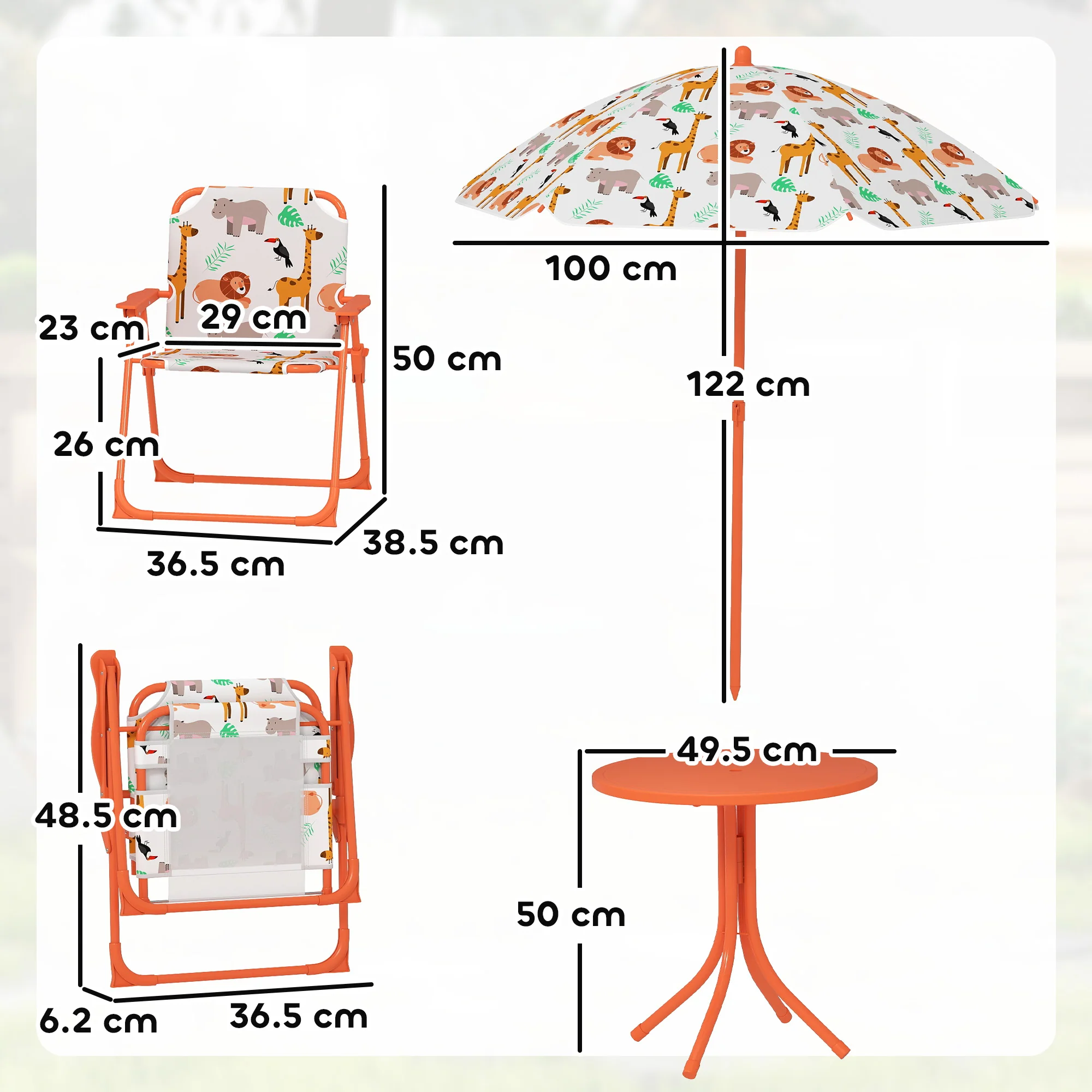AIYAPLAY Children Table And Chair Set, Kids Patio Set With Umbrella - Image 5