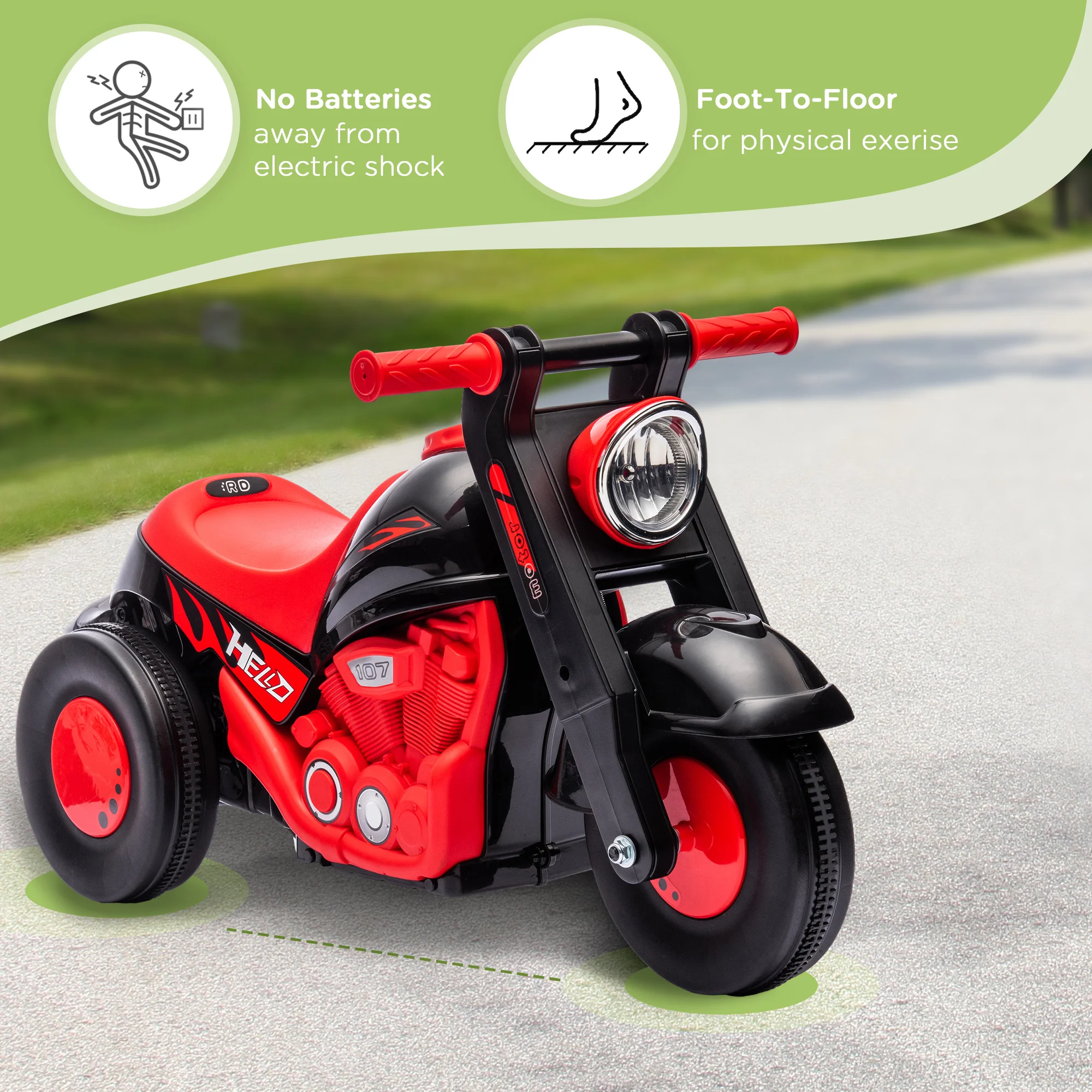 AIYAPLAY Cream White Ride On Car Foot To Floor Kids Car W/ Music, Bubble - Image 13
