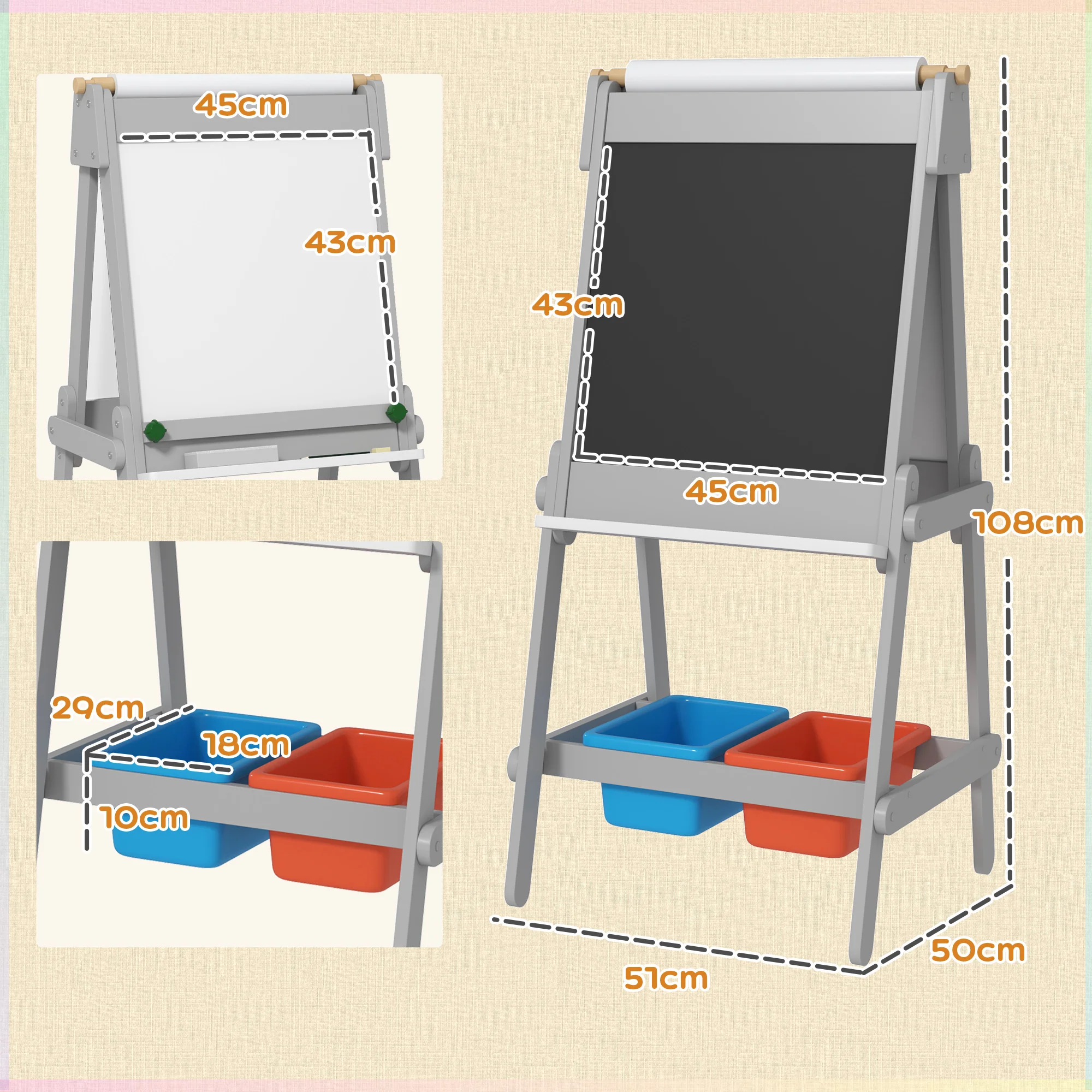 AIYAPLAY Double Sided Art Easel For Kids With Paper Roll - Image 5