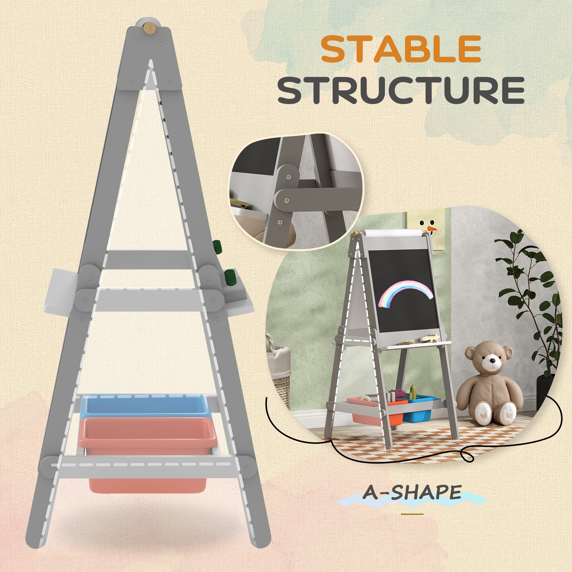 AIYAPLAY Double Sided Art Easel For Kids With Paper Roll - Image 7
