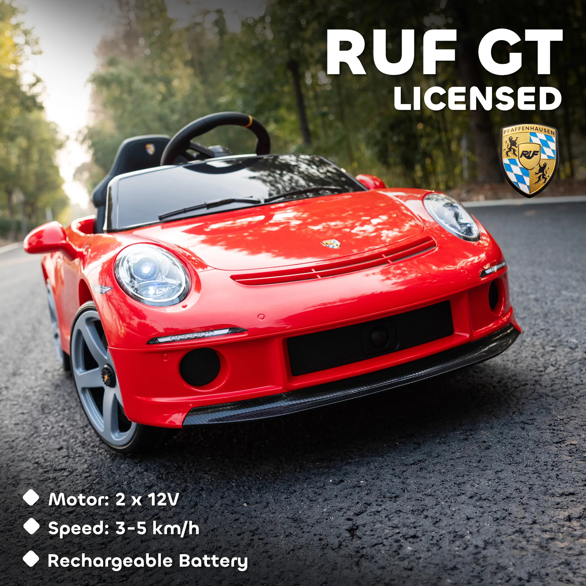 AIYAPLAY Electric Car For Kids 12V Licensed RUF GT For 3-5 Years - Image 12