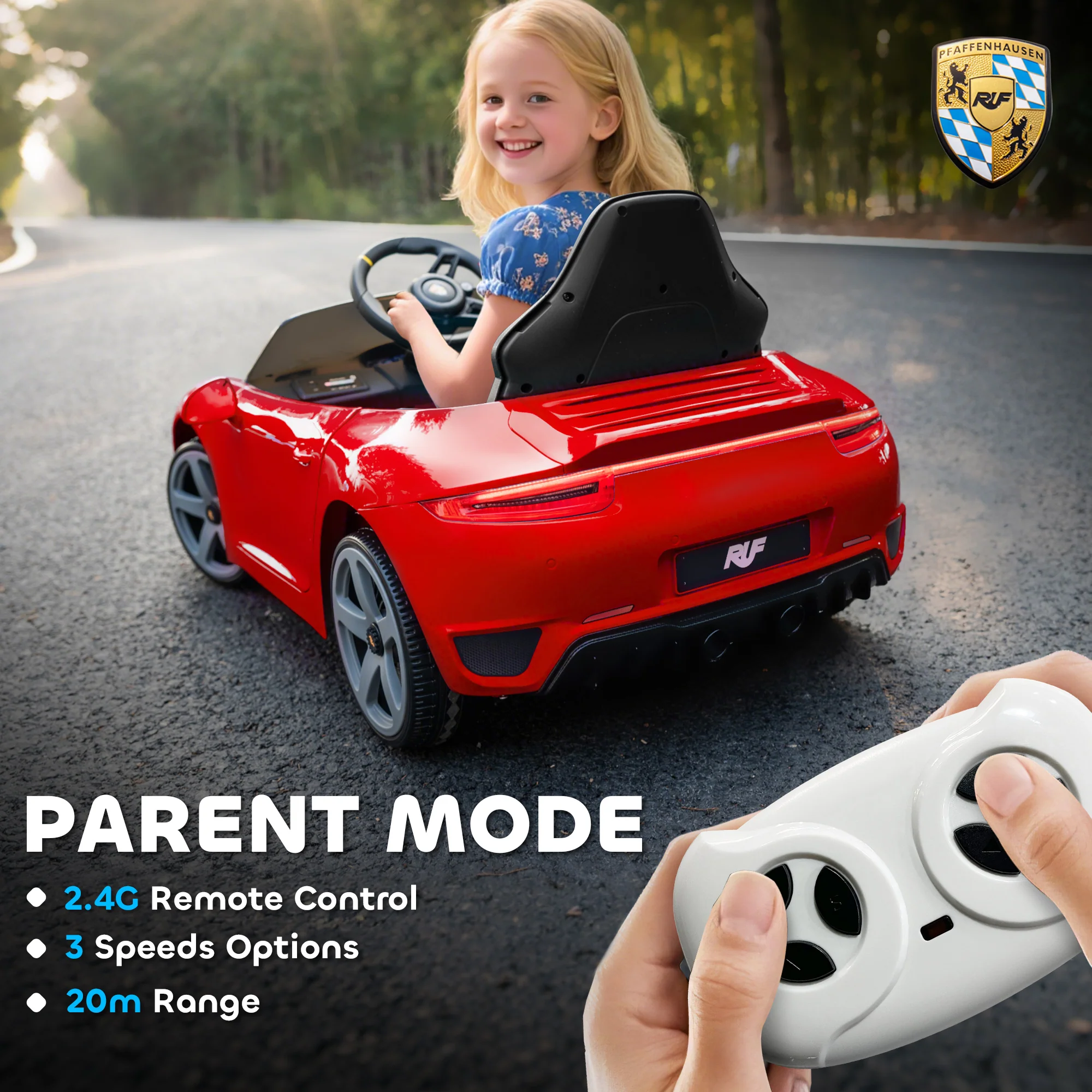AIYAPLAY Electric Car For Kids 12V Licensed RUF GT For 3-5 Years - Image 13