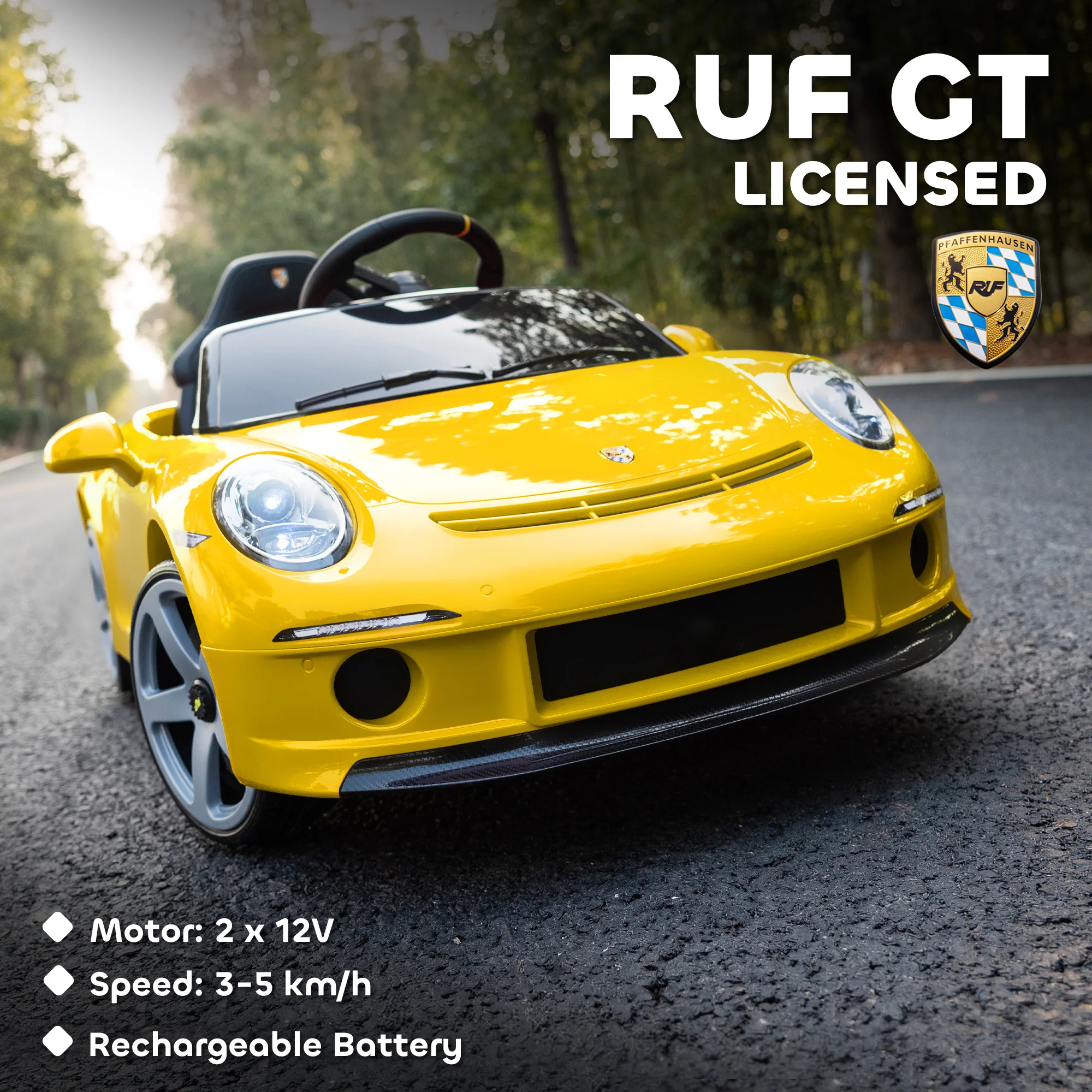 AIYAPLAY Electric Car For Kids 12V Licensed RUF GT For 3-5 Years - Image 21